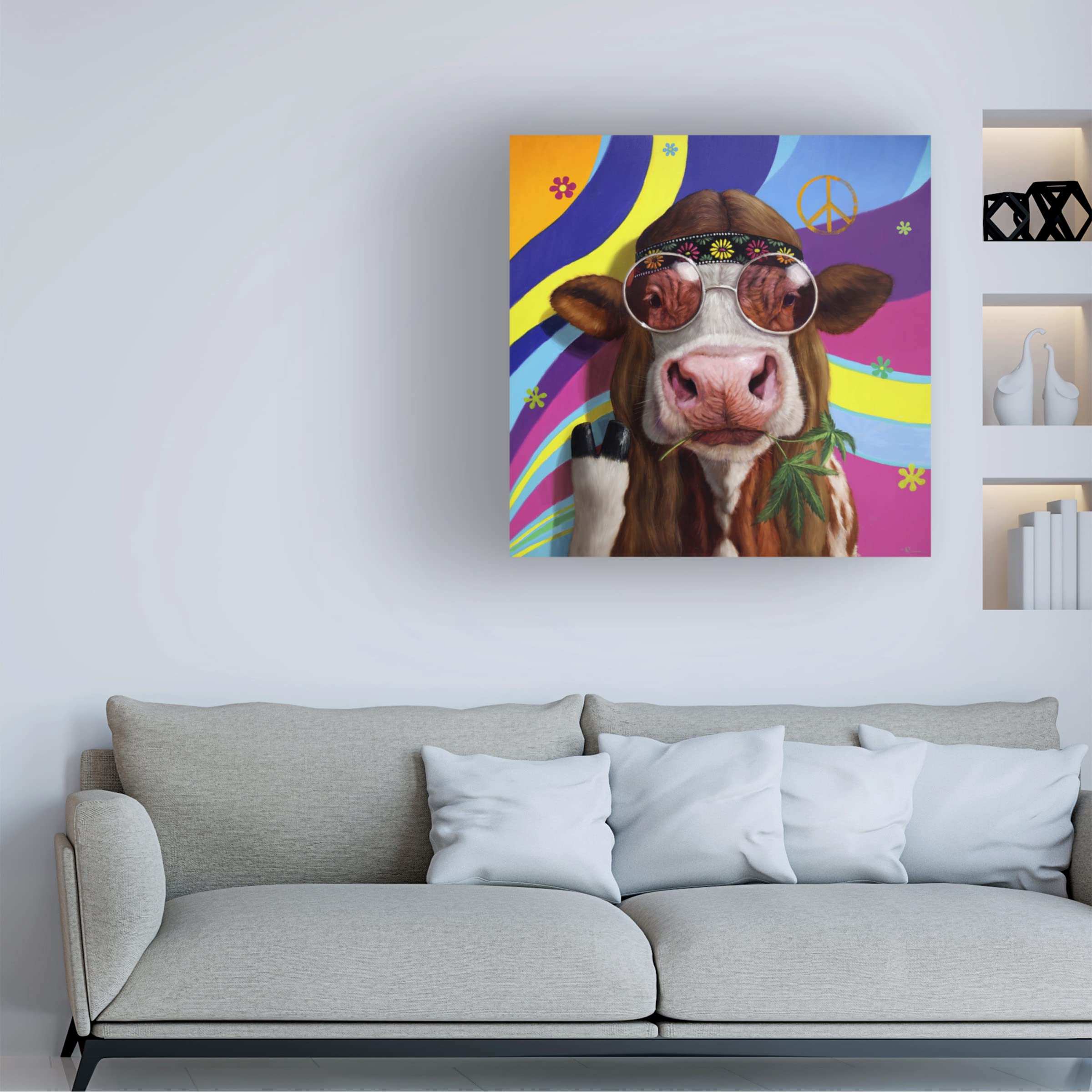 Lucia Heffernan 'Grass Fed' Canvas Wall Art Print - Premium Farm Animal Painting for Home & Office Decor - Perfect for Living Room, Bedroom or Country Style Interior Design