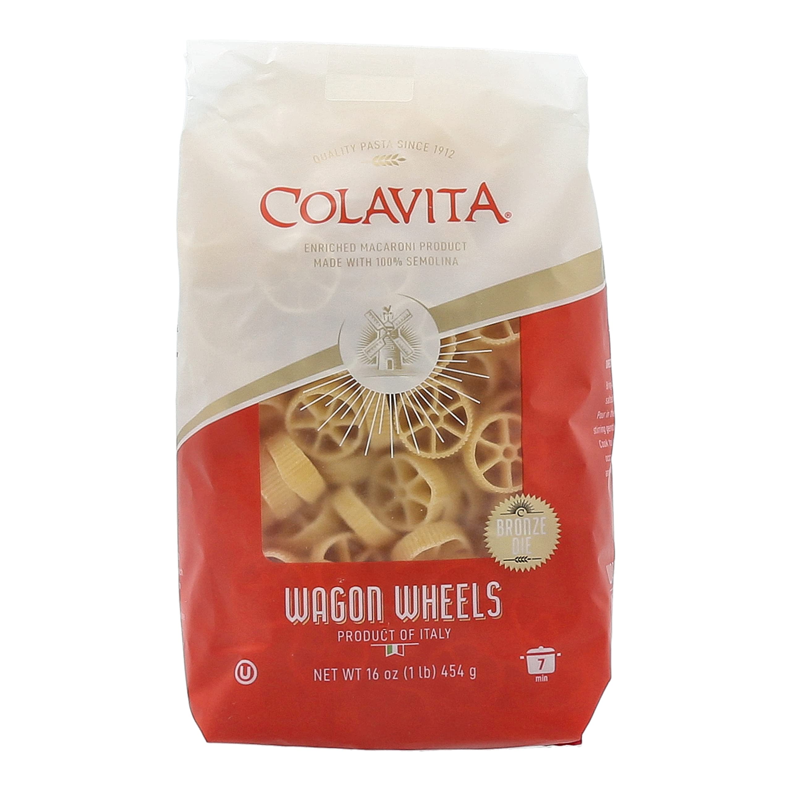 Colavita Wagon Wheels Pasta - 1 Pound (Pack of 20) | Premium Italian Pasta for Soups, Salads & Family Dinners | Quick Cooking & Versatile Meal Solution