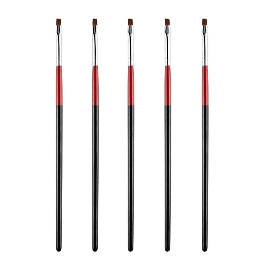 5Pcs Nail Art Brush Set - Flat, Painting, Carving & Builder Extension Tools for Gel Polish & Acrylic Tips | Professional Manicure Kit for Salon & Home Nail Design