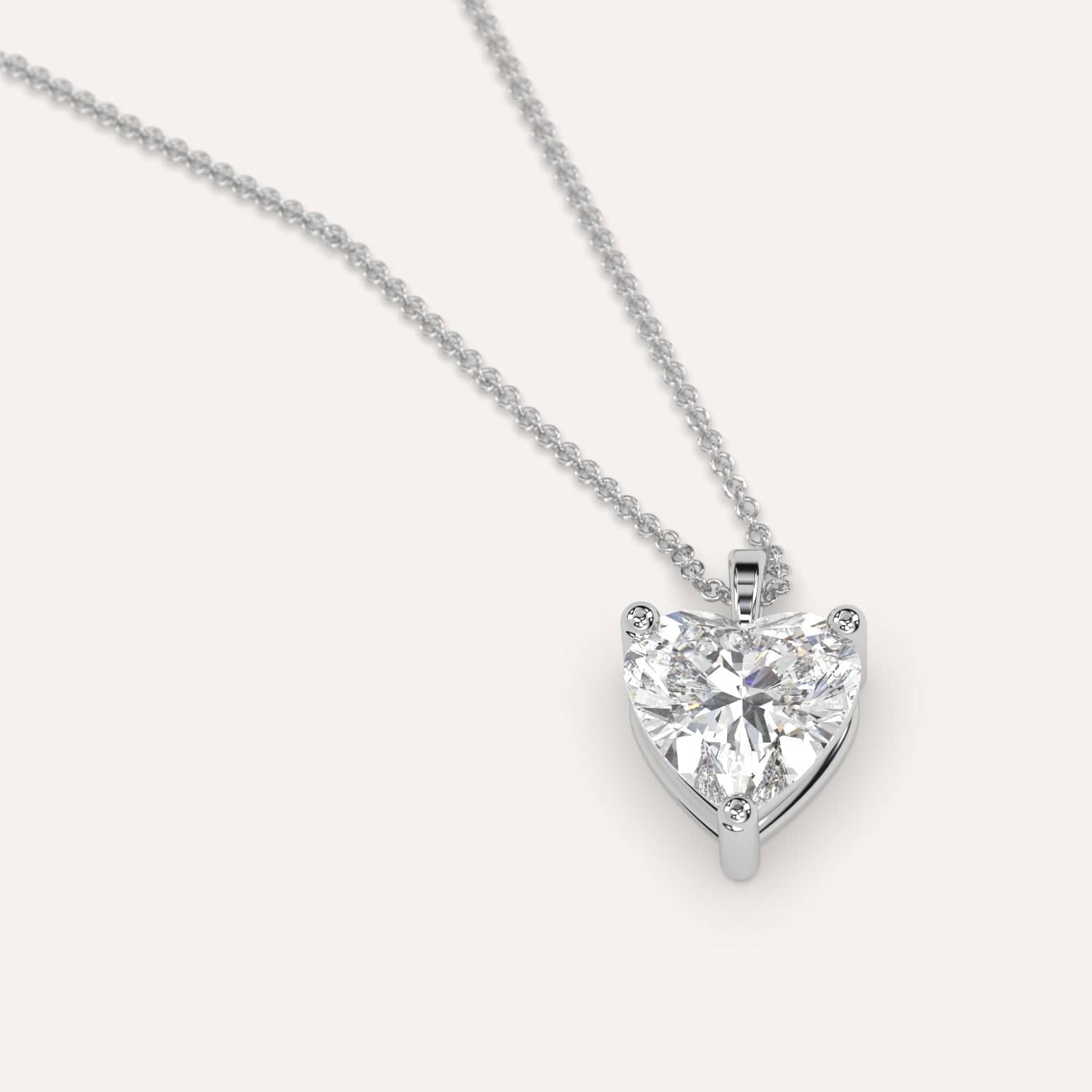 3 Carat Heart-Shaped Diamond Pendant Necklace for Women - 14K White Gold Valentine's Day Gift, Anniversary Jewelry for Her - Perfect for Romantic Occasions & Special Celebrations