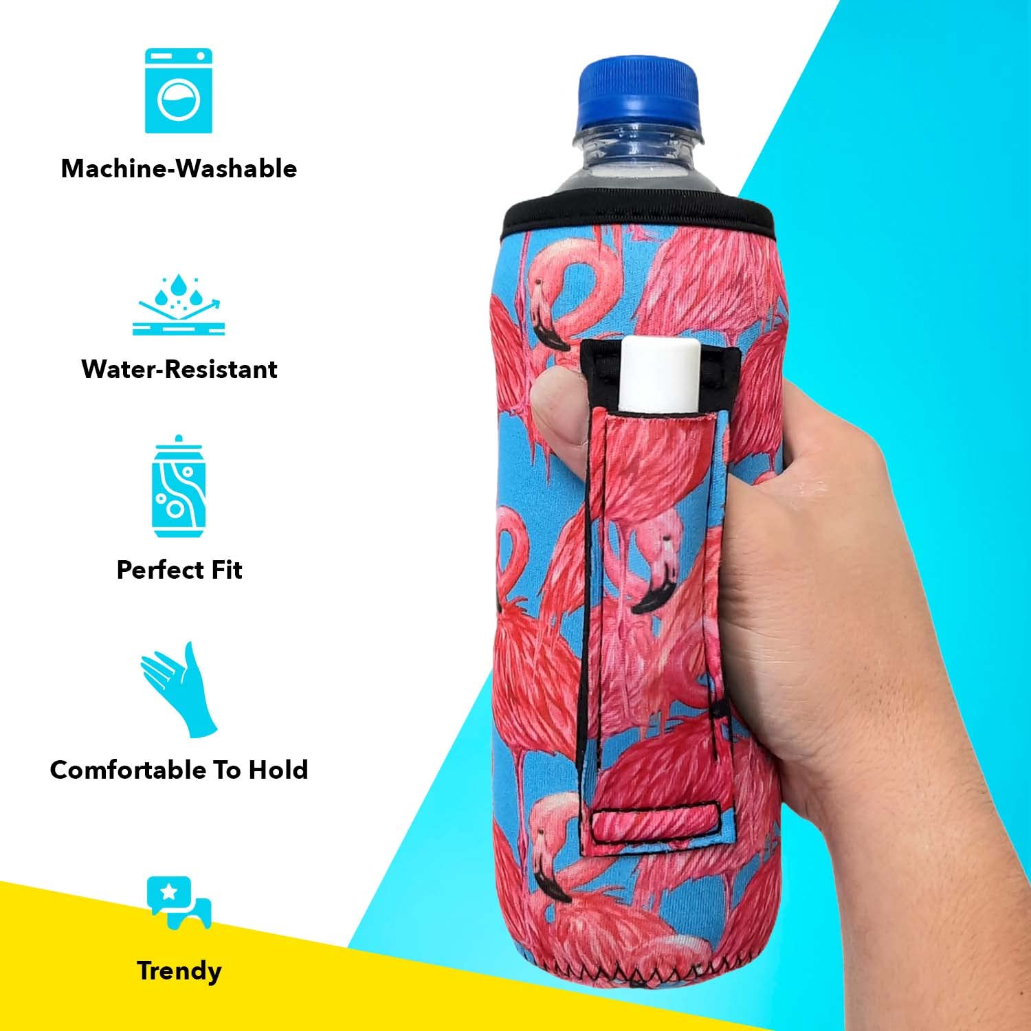 Neoprene Water Bottle Sleeve - Insulated 16oz & 24oz Can Holder for Walking, Running, Cycling | Water Resistant Drink Cover | Checkerboard & Leopard Design | Perfect for Gym, Hiking, Workouts, and Outdoor Activities