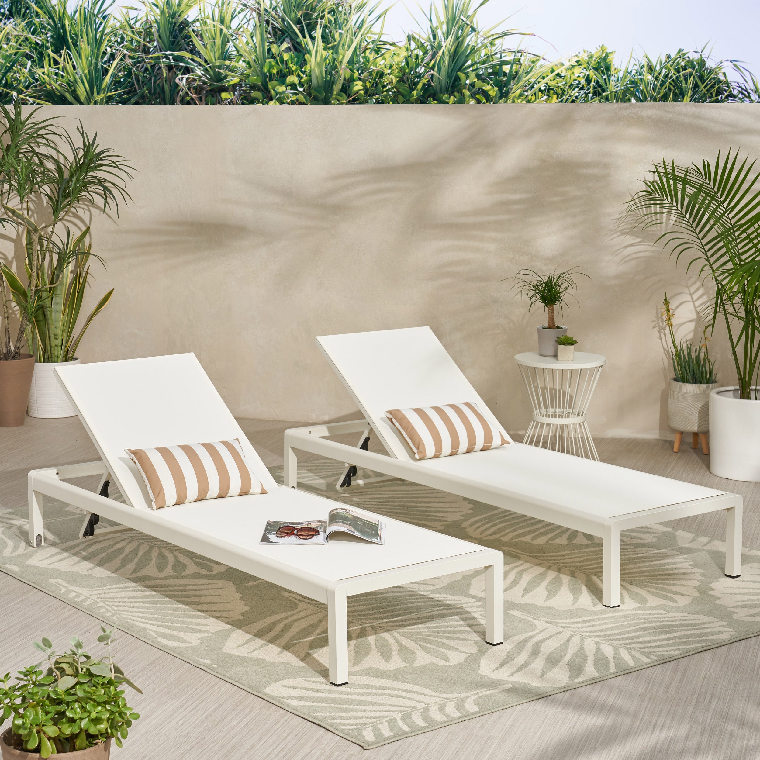 Cape Coral KD Chaise Lounge Set of 2 - Modern Gray Outdoor Patio Furniture for Poolside, Garden & Backyard Relaxation