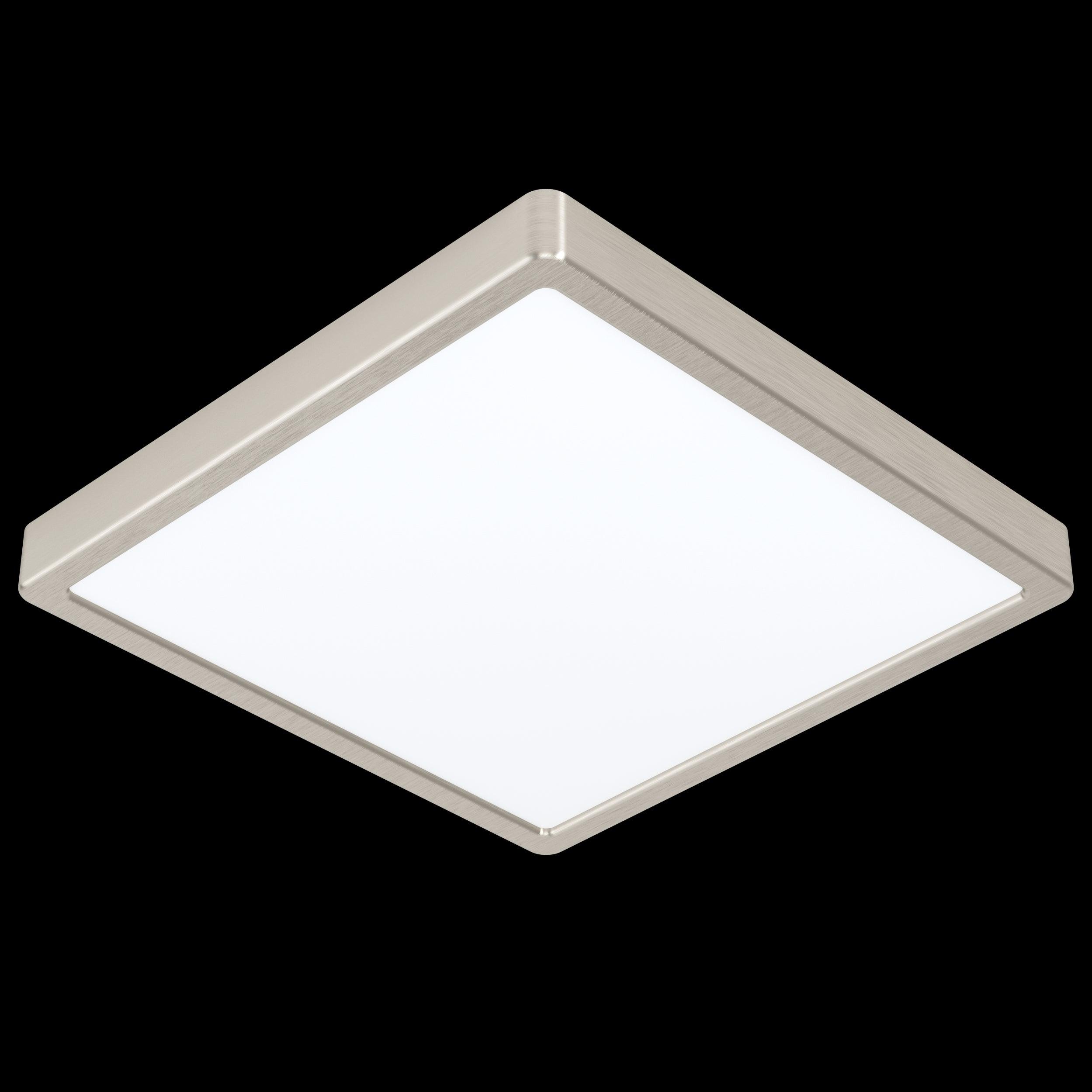 Eglo Fueva 5-LED Nickel Square Flush Mount Ceiling Light Fixture - 28.5cm Cool White for Kitchen, Bathroom, Hallway & Closet Lighting