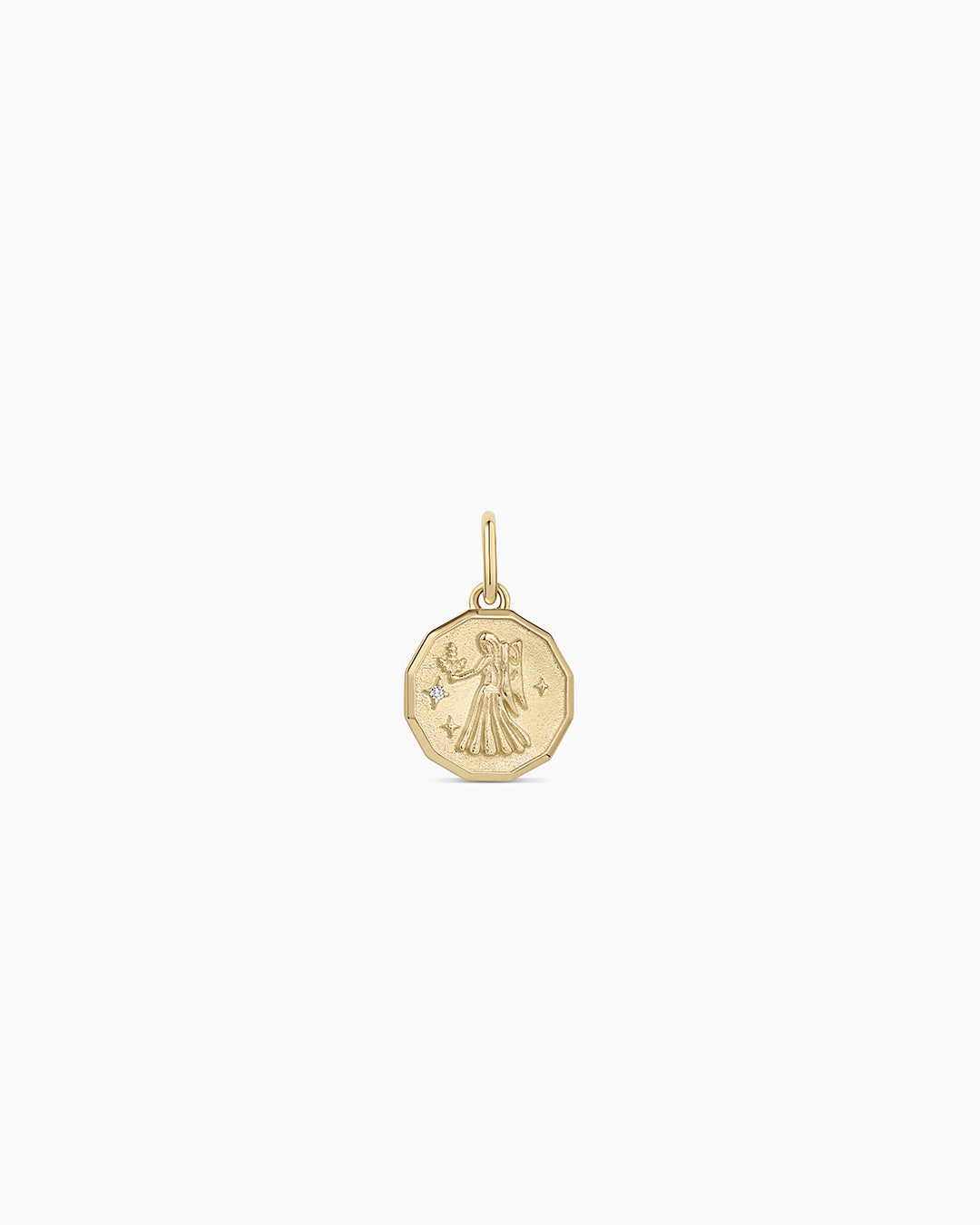 12 Zodiac Diamond Coin Charm Pendant Necklace - Perfect for Birthdays, Gifts & Astrology Jewelry Collections