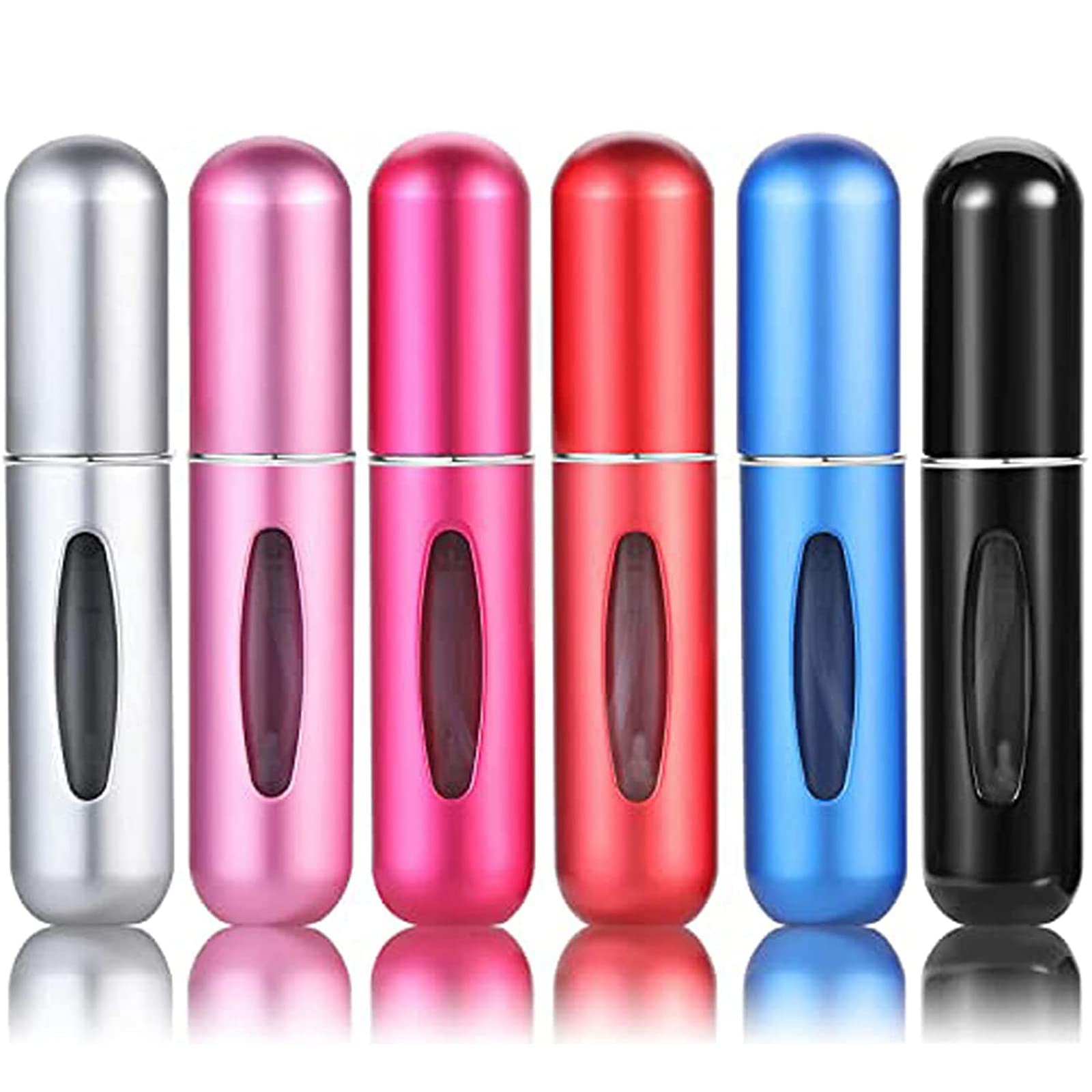 6 Pack 5ml Refillable Perfume Atomizer Spray Bottles - Portable Travel Glass Bottles for Cologne, Aftershave & Essential Oils - Easy Fill Scent Dispenser with Pump (Multicolor) | Perfect for Purse, Gym Bag & Airplane Carry-On