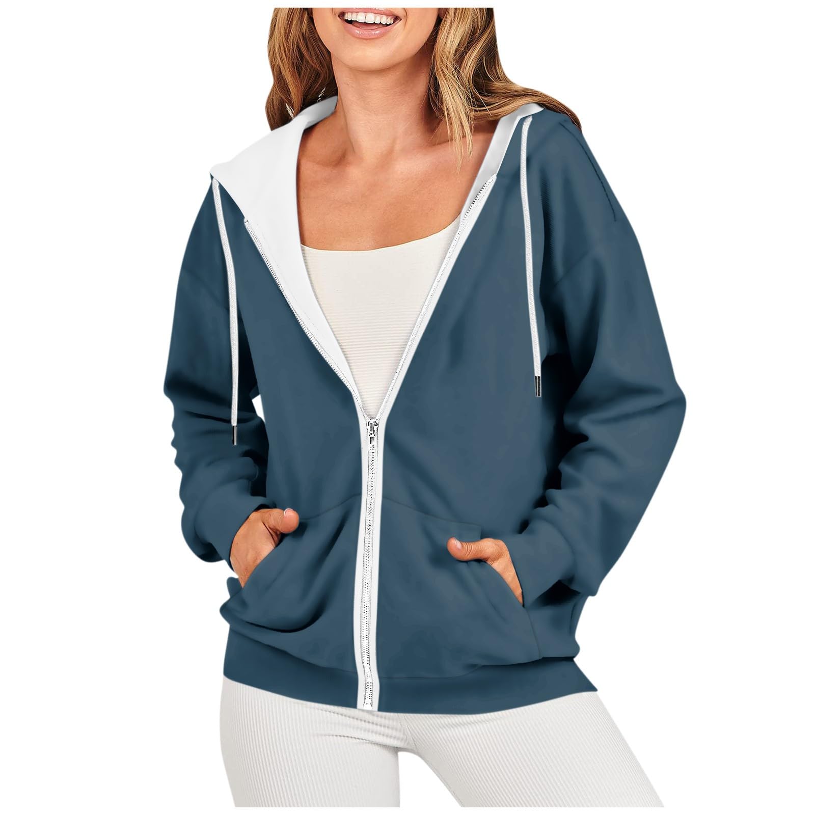 Women's Zip Up Hoodie - Sporty Athletic Jacket with Relaxed Fit, Long Sleeves & Pockets | Perfect for Gym, Running & Casual Wear