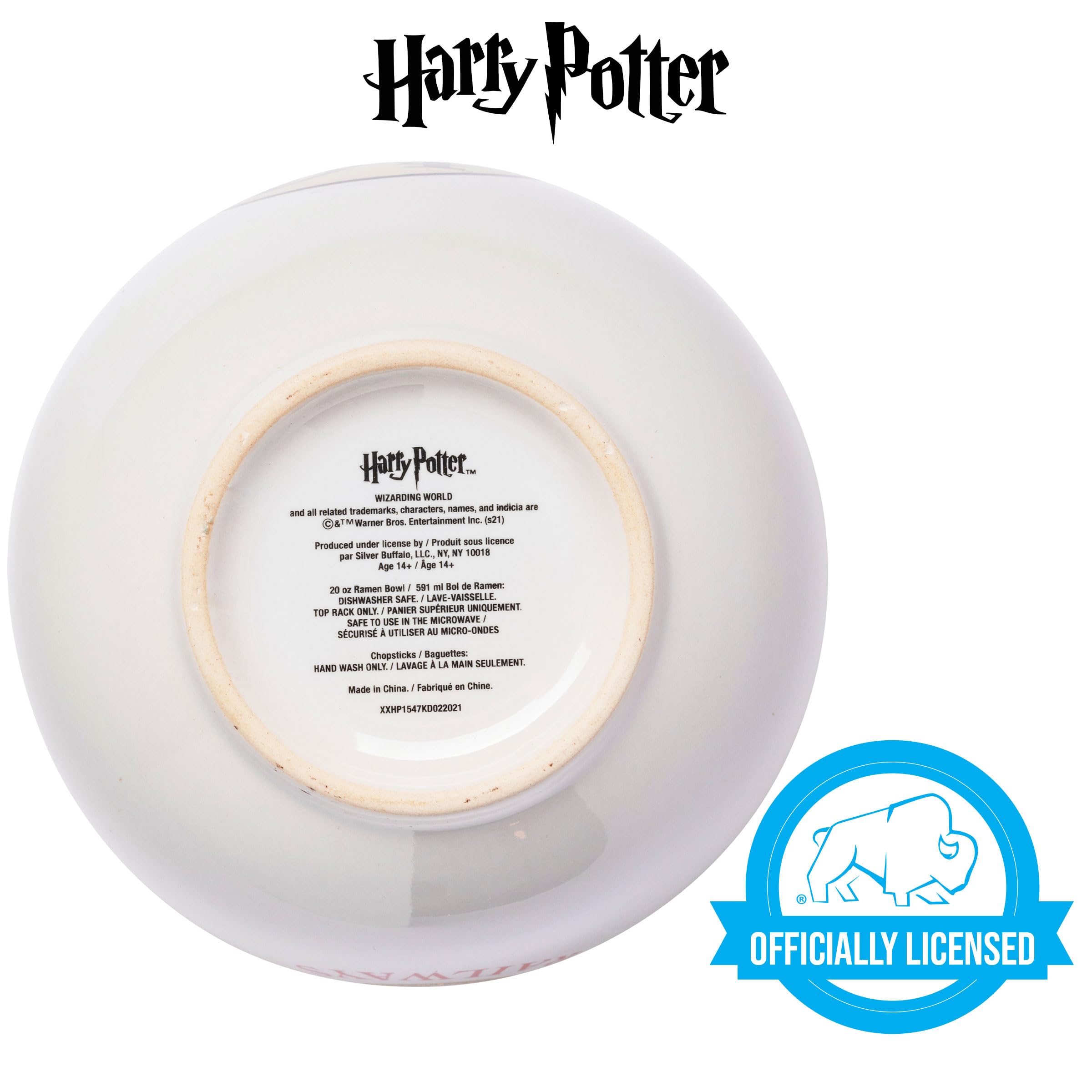 Harry Potter Hogwarts House Crest Ceramic Ramen Bowl Set - 20oz Microwave Safe Noodle & Rice Bowl with Chopsticks - Perfect for Anime Fans, Ramen Lovers & Harry Potter Collectors