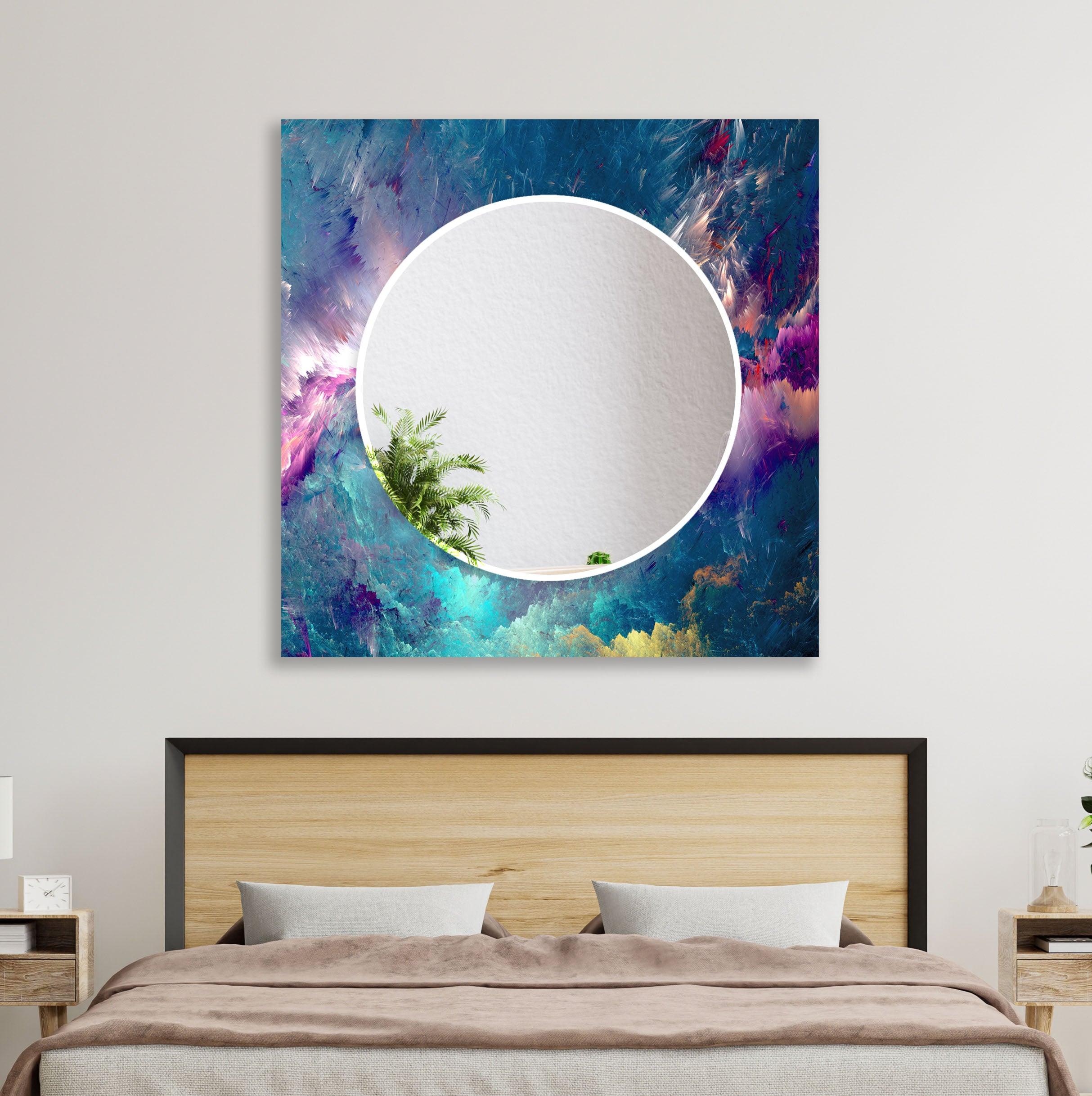 Blue & Purple Lightning Wall Mirror - Modern Decorative Mirror for Living Room, Bedroom, or Entryway - Shatterproof & Stylish Home Decor Accent