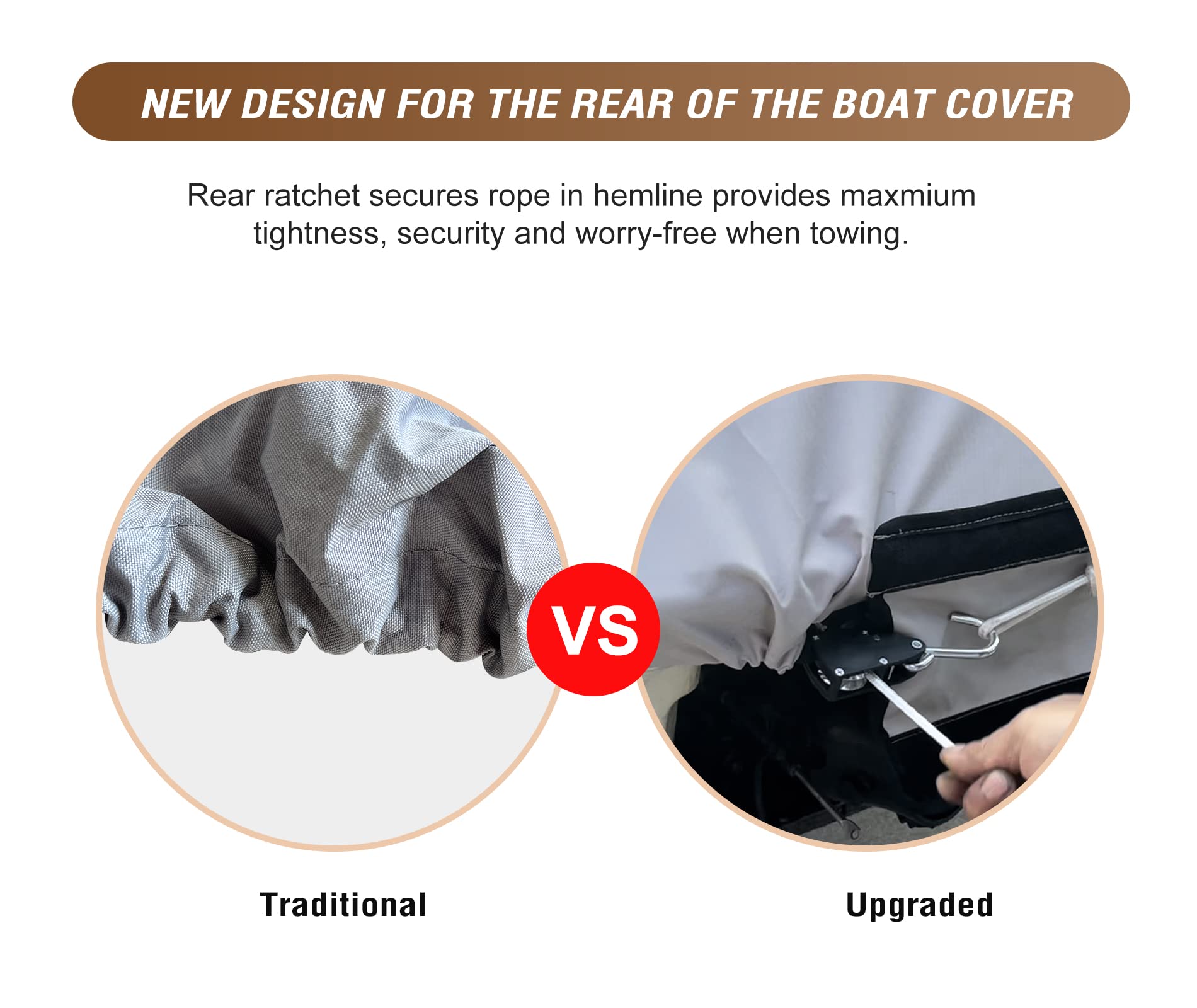 17-19ft Waterproof 900D Boat Cover - Marine Grade Polyester for V-Hull, Bass & Fishing Boats - Outdoor Protection