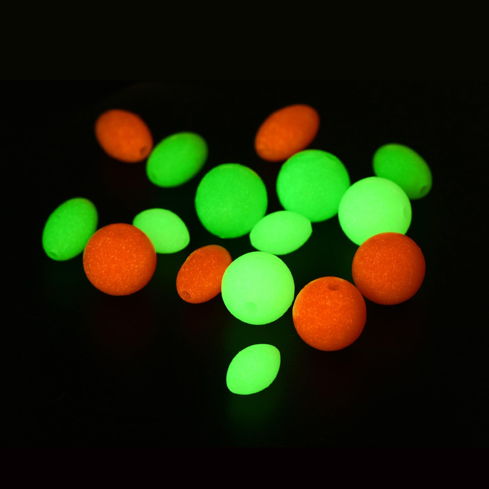 Glow in the Dark Fishing Beads - 100pcs Plastic Luminous Round Bait Egg Lure Rigs for Trout Salmon Steelhead - Perfect for Night Fishing & Ice Fishing Tackle