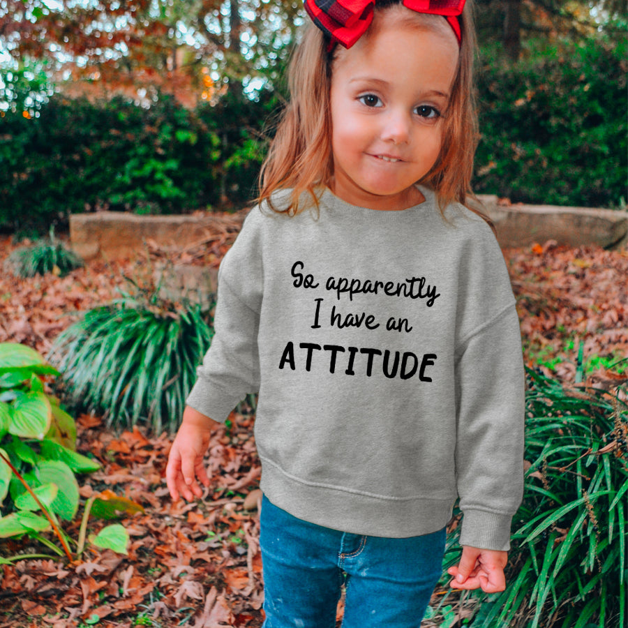 Apparently I Have An Attitude Kids Sweatshirt - Funny Sarcastic Graphic Hoodie for Boys & Girls - Perfect for School, Playdates & Family Outings