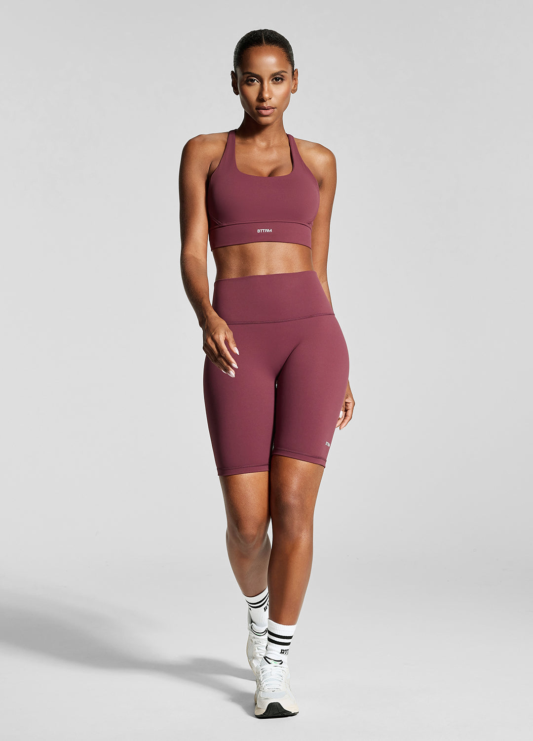 High Waist Burgundy Bike Shorts for Women - Comfortable & Stretchy Workout Shorts for Cycling, Running, Yoga & Gym