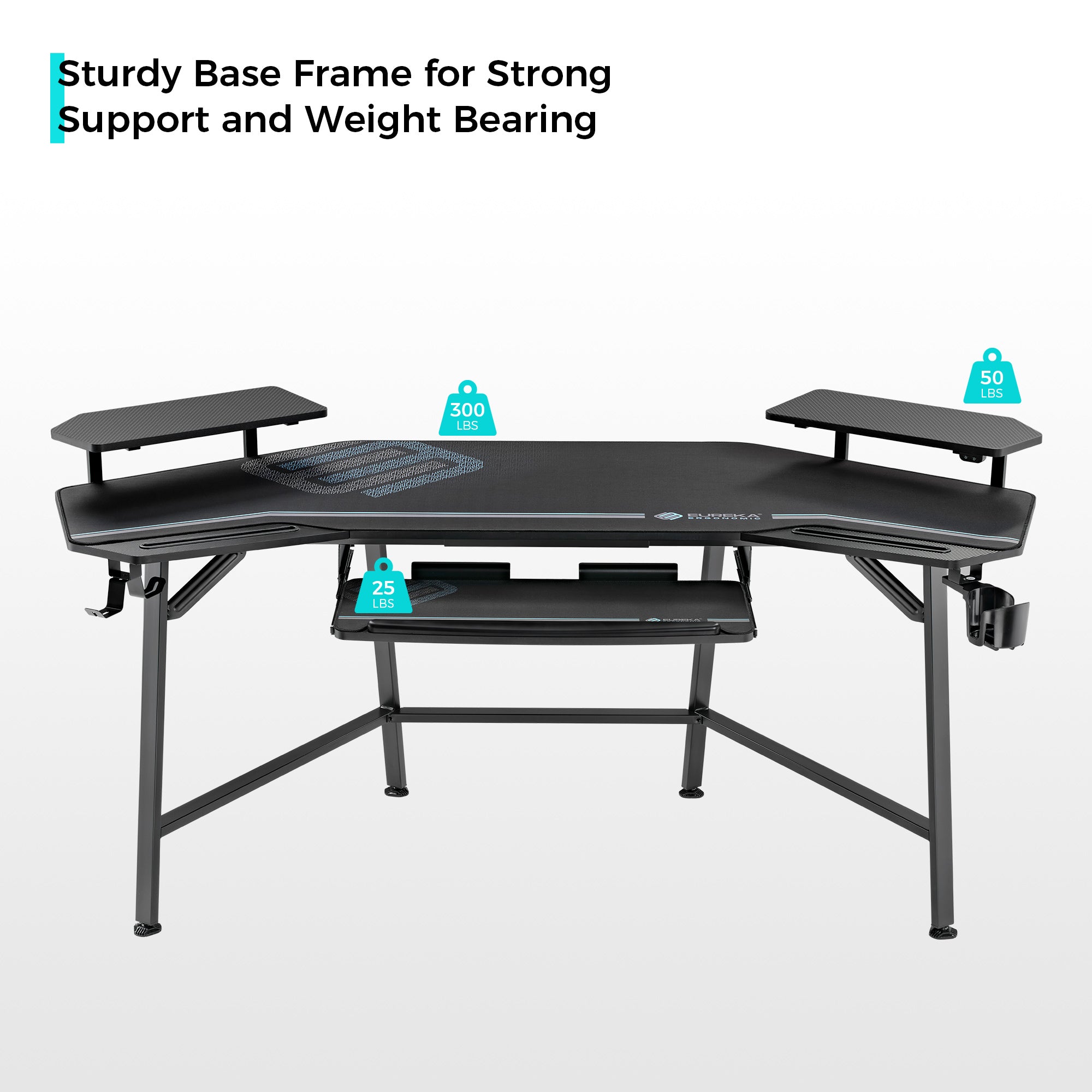 Aero Wing Shaped Studio Desk - Black (63 & 72 Inch) - Perfect for Home Office, Gaming Setup & Music Production Workspace