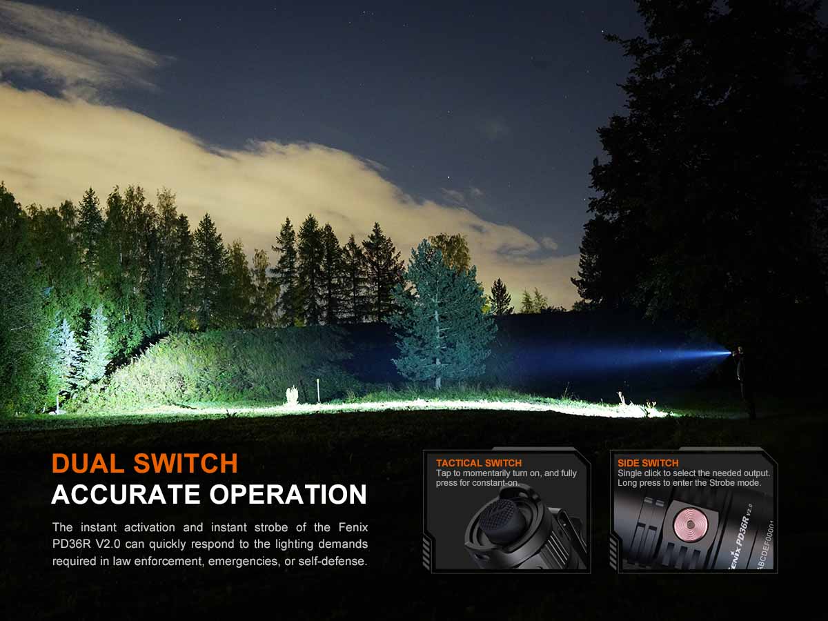 Fenix PD36R V2.0 Rechargeable Tactical Flashlight 1600 Lumens with USB-C Charging - Perfect for Camping, Hiking, Emergency & Outdoor Adventures
