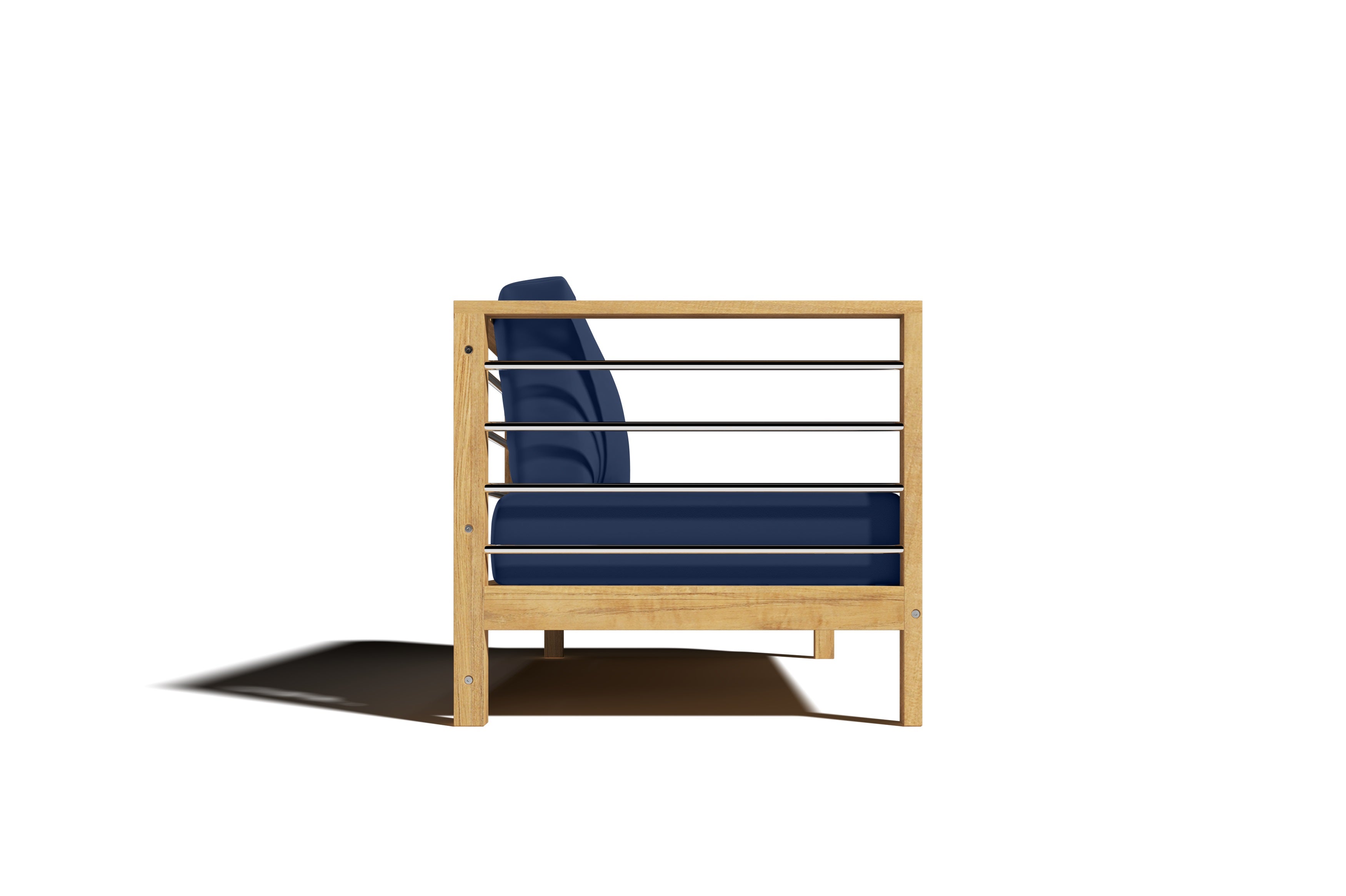 Leon Teak Outdoor Sectional Left Sofa with Sunbrella Navy Cushion - Waterproof Patio Furniture for Poolside, Garden & Backyard Relaxation