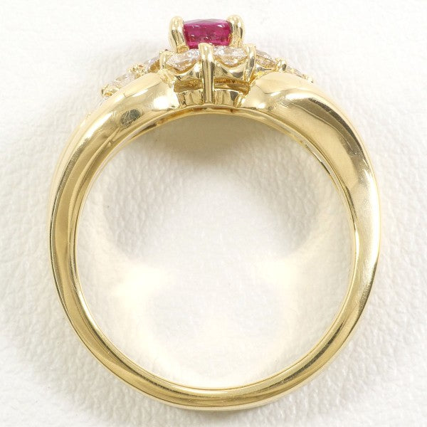 18K Yellow Gold Ruby and Diamond Ring for Women - Elegant Vintage Style Jewelry for Engagement, Wedding, Anniversary Gifts