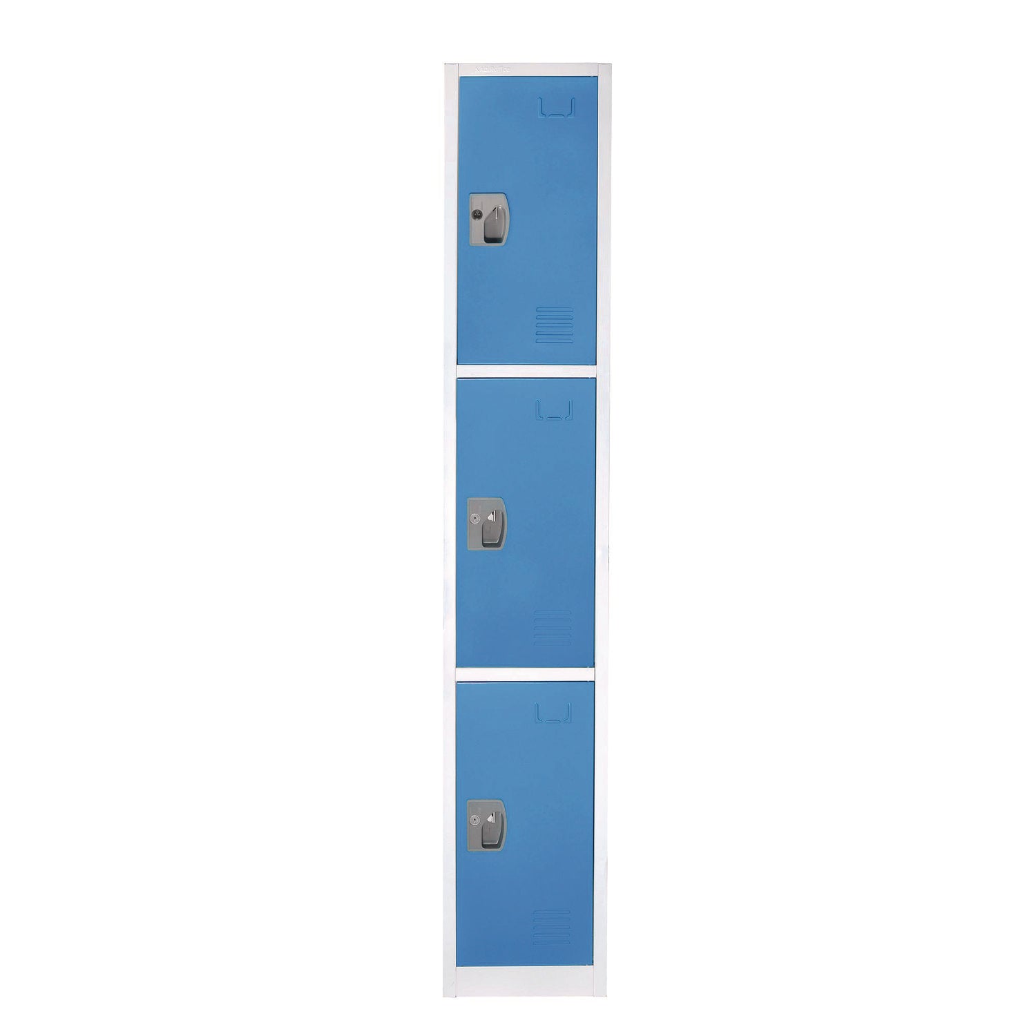 Steel Storage Locker with 3 Compartments - 12 x 12 x 72 Inches, Blue - Heavy-Duty School, Gym & Office Locker for Secure Storage