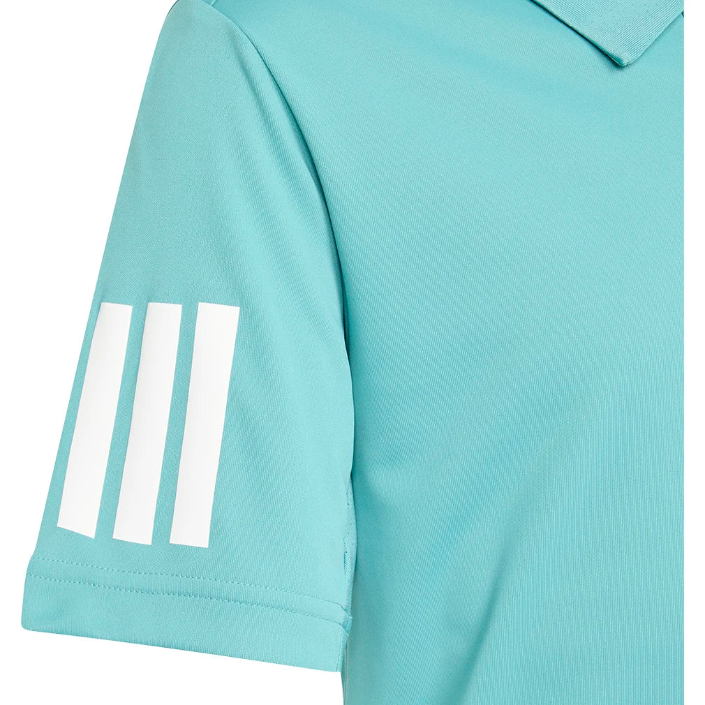Boys' Club 3 Stripe Tennis Polo Shirt - Powder Teal Color | Comfortable & Stylish Kids' Athletic Top for Tennis, Golf & Casual Wear