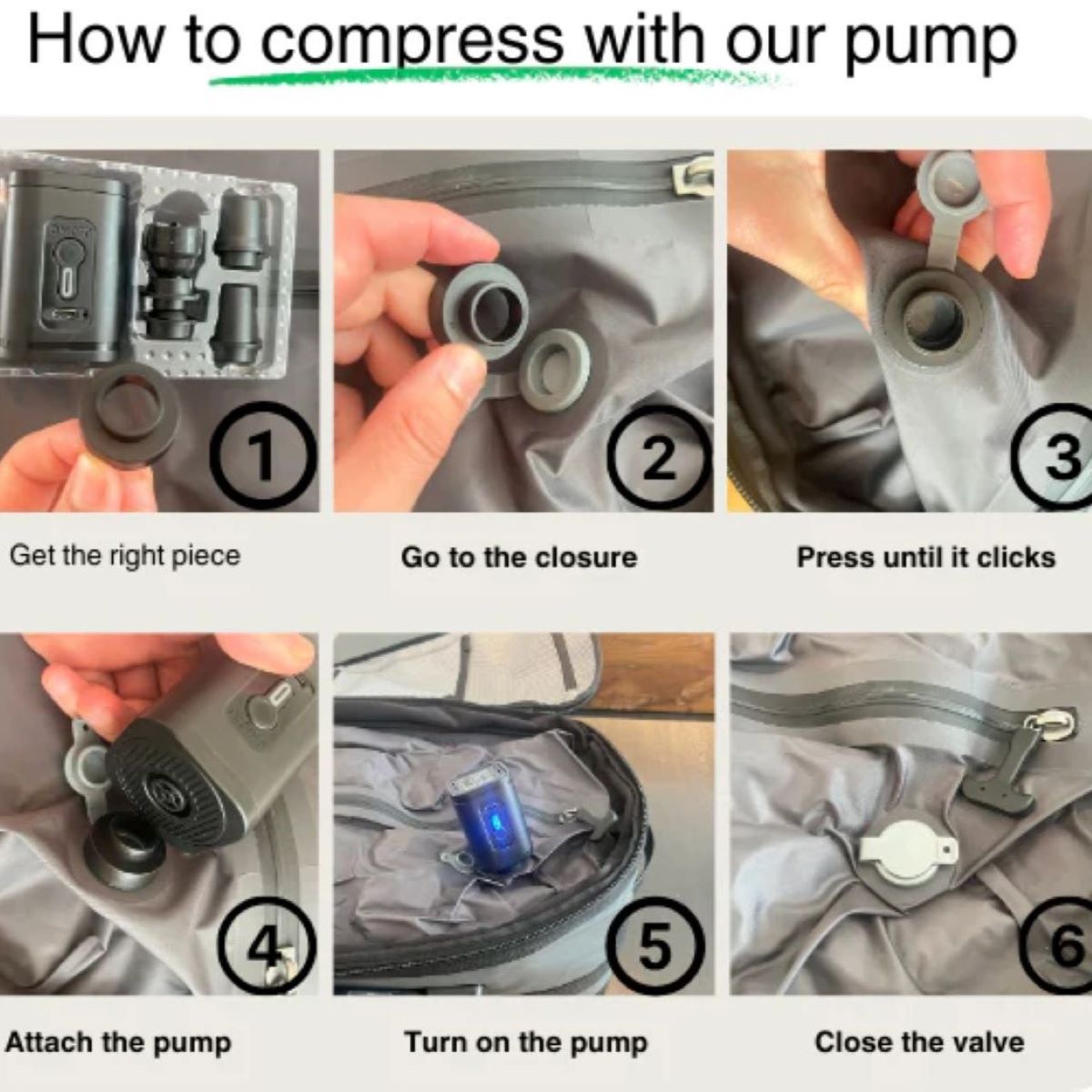 AIRBACK Portable Electric Air Pump for Vacuum Sealing - Compact & Powerful for Travel, Camping, and Food Storage