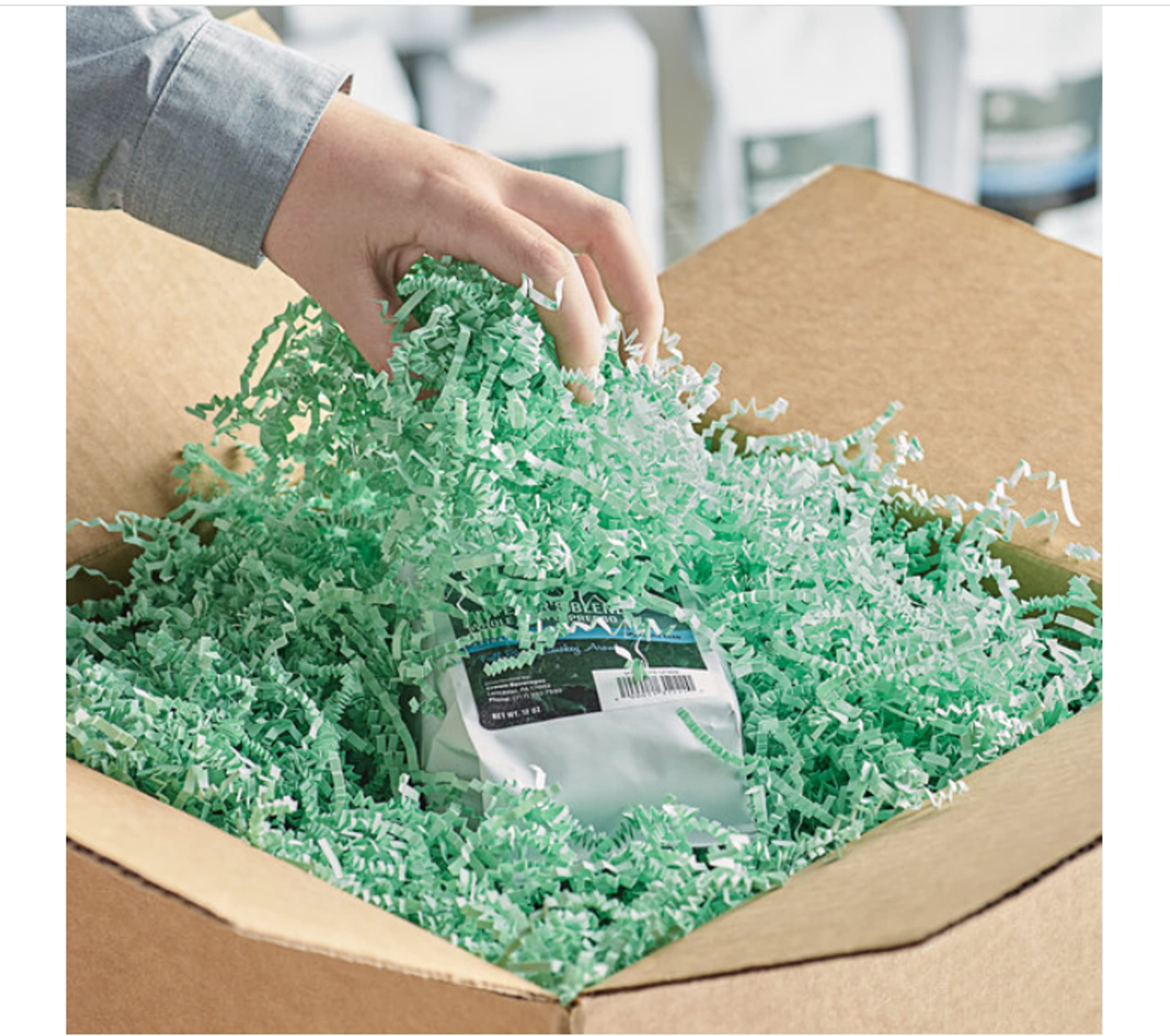 Mozingo 10 LB Crinkle Cut Paper Shred Filler - Bulk Mint Green Gift Packaging Filler for Gift Bags, Packing Boxes, Baskets & Party Decorations - Perfect for Birthdays, Weddings, Baby Showers & Holiday Gifts