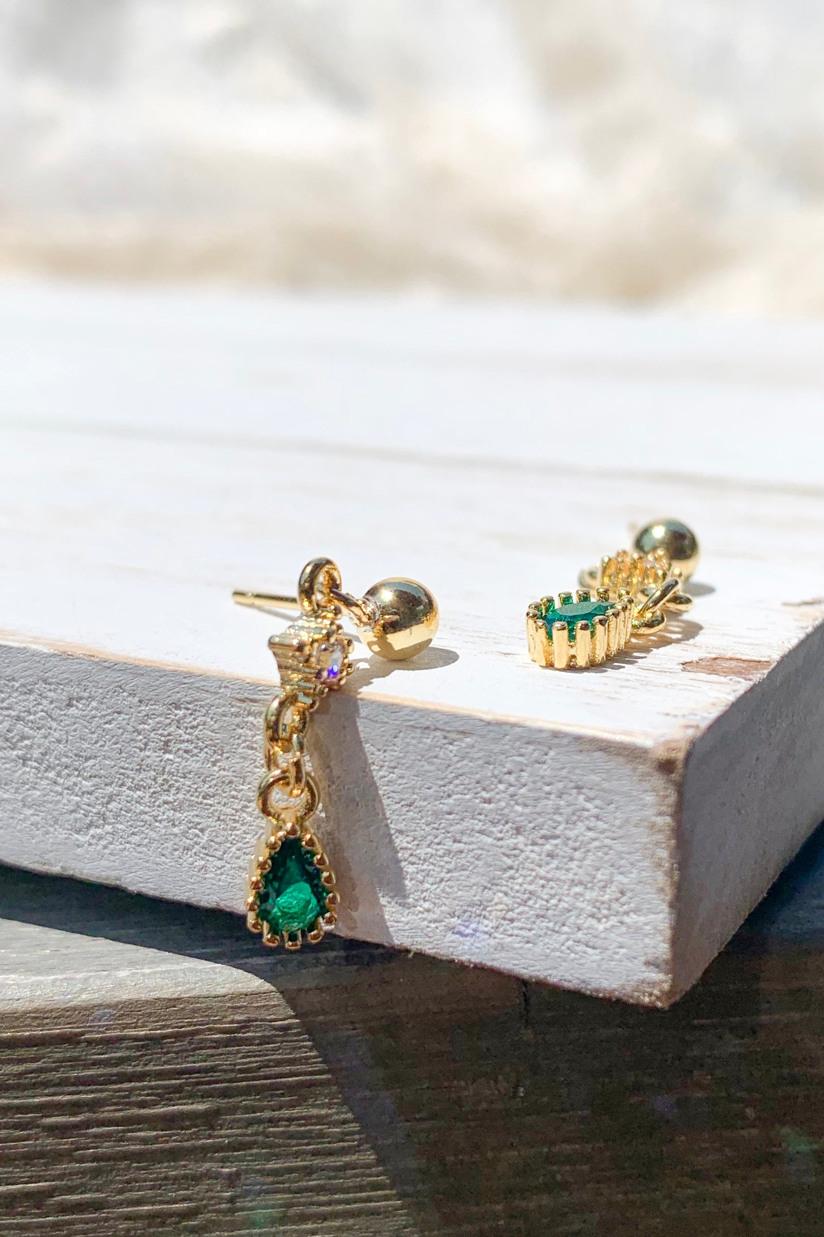 14K Gold Plated Tiny Green Natural Stone Stud Earrings for Women – Elegant Bridal Party Gifts, Wedding Jewelry, Birthday Present & Everyday Wear