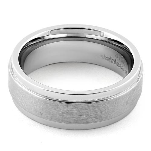 Stainless Steel Step Band Ring for Women - Satin Finish & Polished Design - Perfect for Everyday Wear, Stacking, and Special Occasions