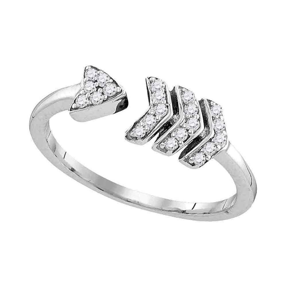 Sterling Silver Women's Round Diamond Bisected Arrow Band Ring - 1/6 Cttw Elegant Jewelry for Everyday Wear & Special Occasions