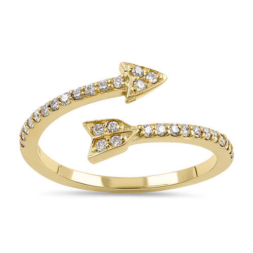 14K Yellow Gold Arrow Diamond Ring for Women - Elegant & Trendy Jewelry Gift for Anniversary, Valentine's Day & Special Occasions