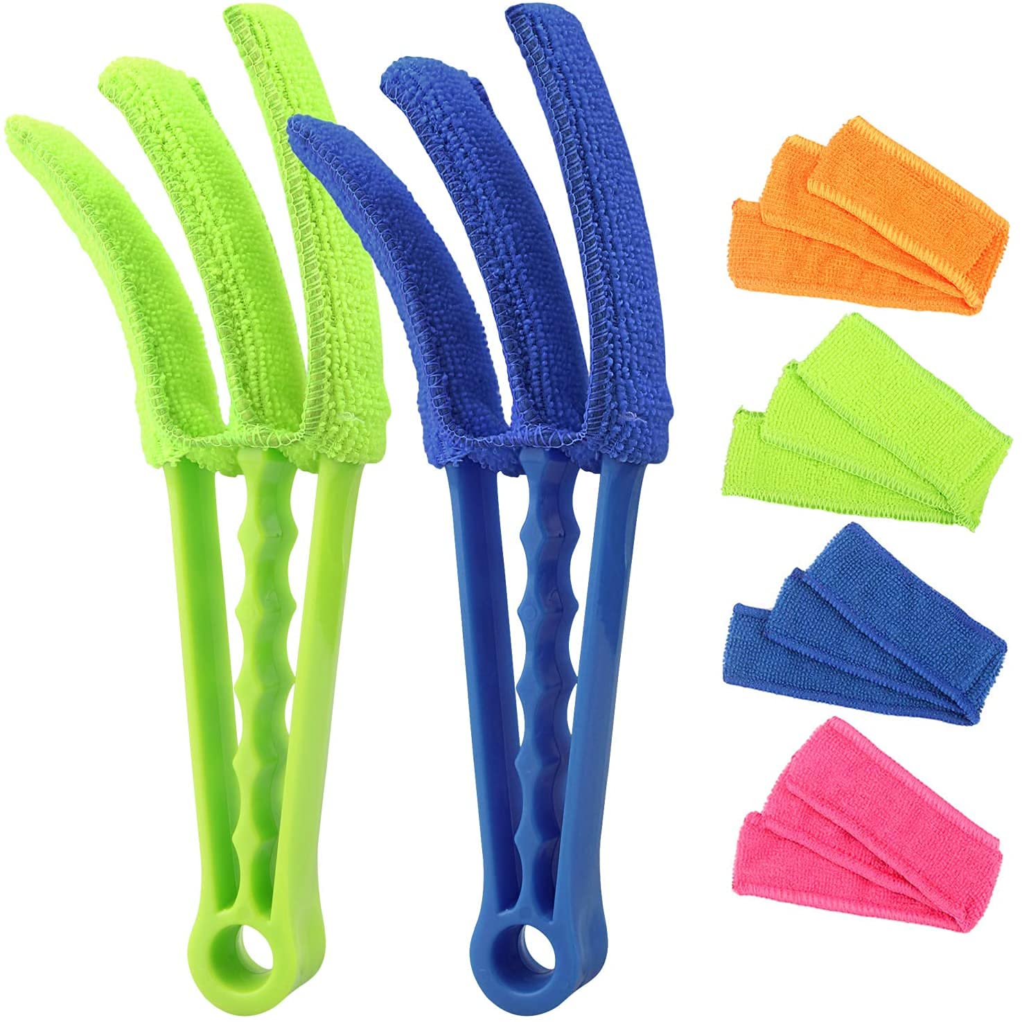 YunQin 2-Pack Window Blind Cleaner Duster Brush Kit with 6 Microfiber Sleeves - Dusting Tool for Blinds, Air Conditioners & Louvered Windows | Perfect for Home Cleaning & Office Maintenance