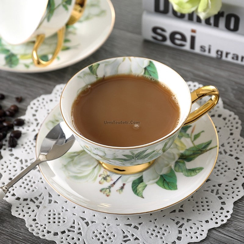 Elegant Bone China Tea Set with Camellia Flower Design - Perfect for Afternoon Tea, Gifts & Home Decor