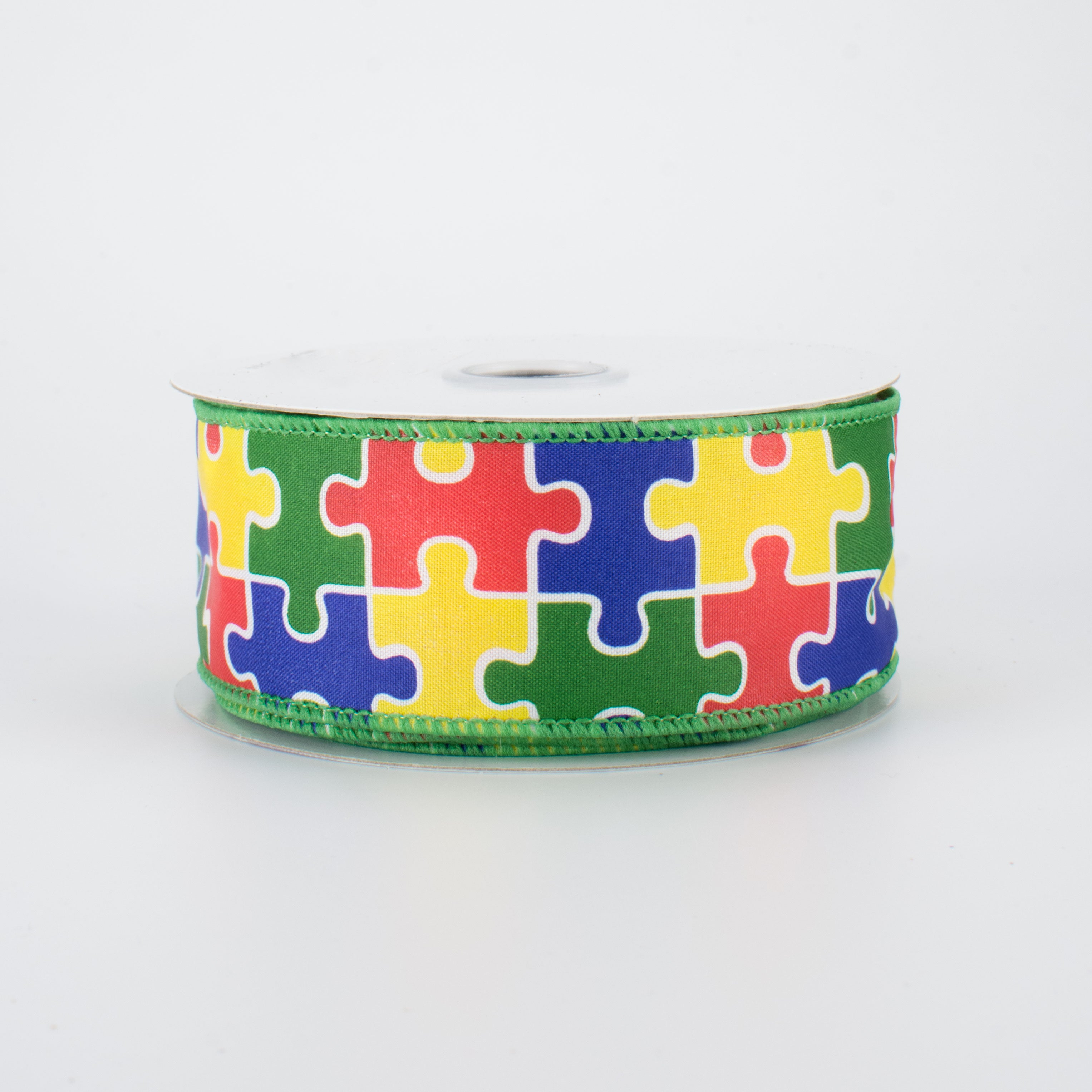 1.5 Inch Puzzle Piece Ribbon - Multi-Colored Autism Awareness Ribbon (10 Yards) for DIY Crafts, Gift Wrapping, and Fundraising Events