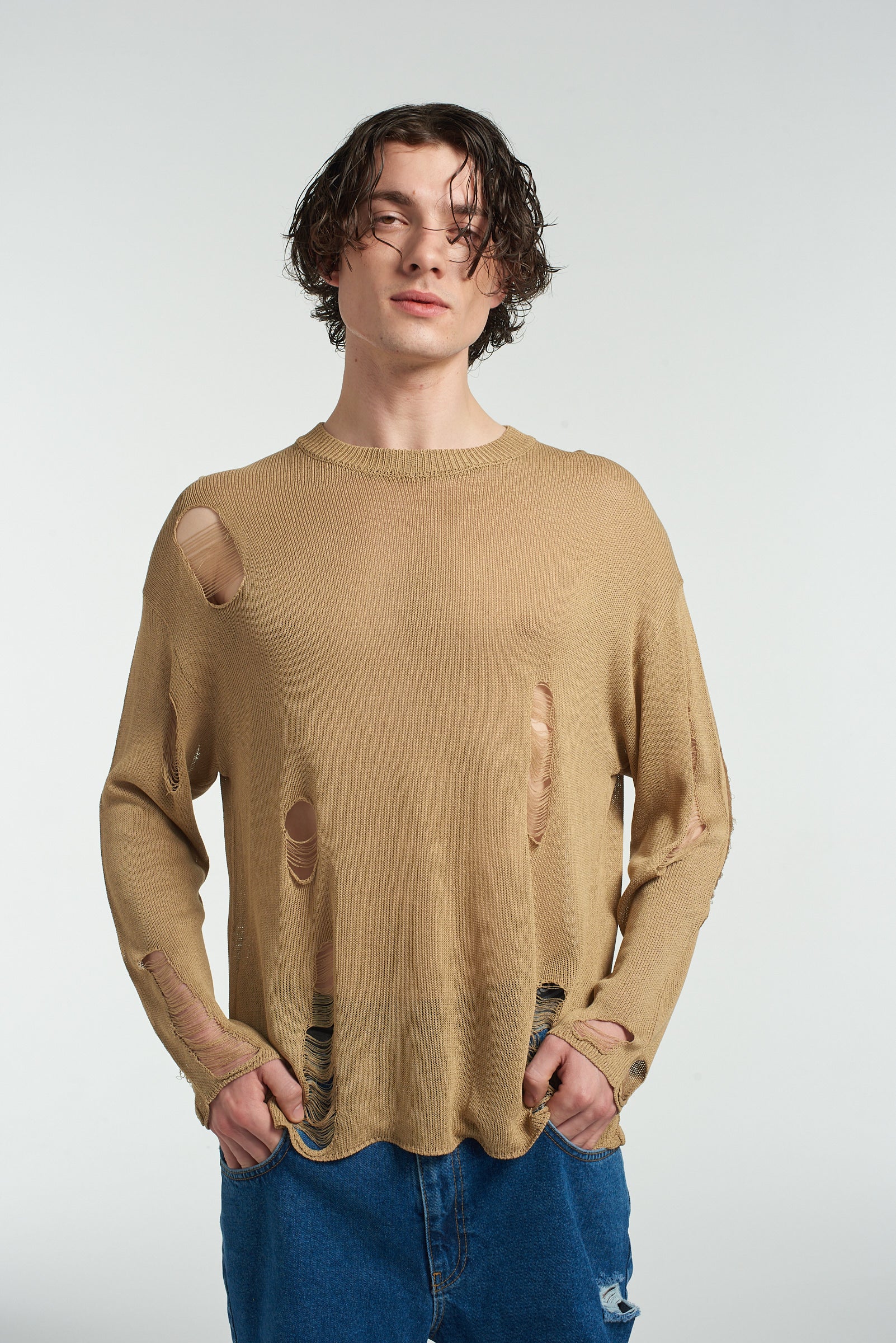 Distressed Open Knit Jumper for Women - Boho Chic Oversized Sweater - Perfect for Casual Outfits & Fall Layering