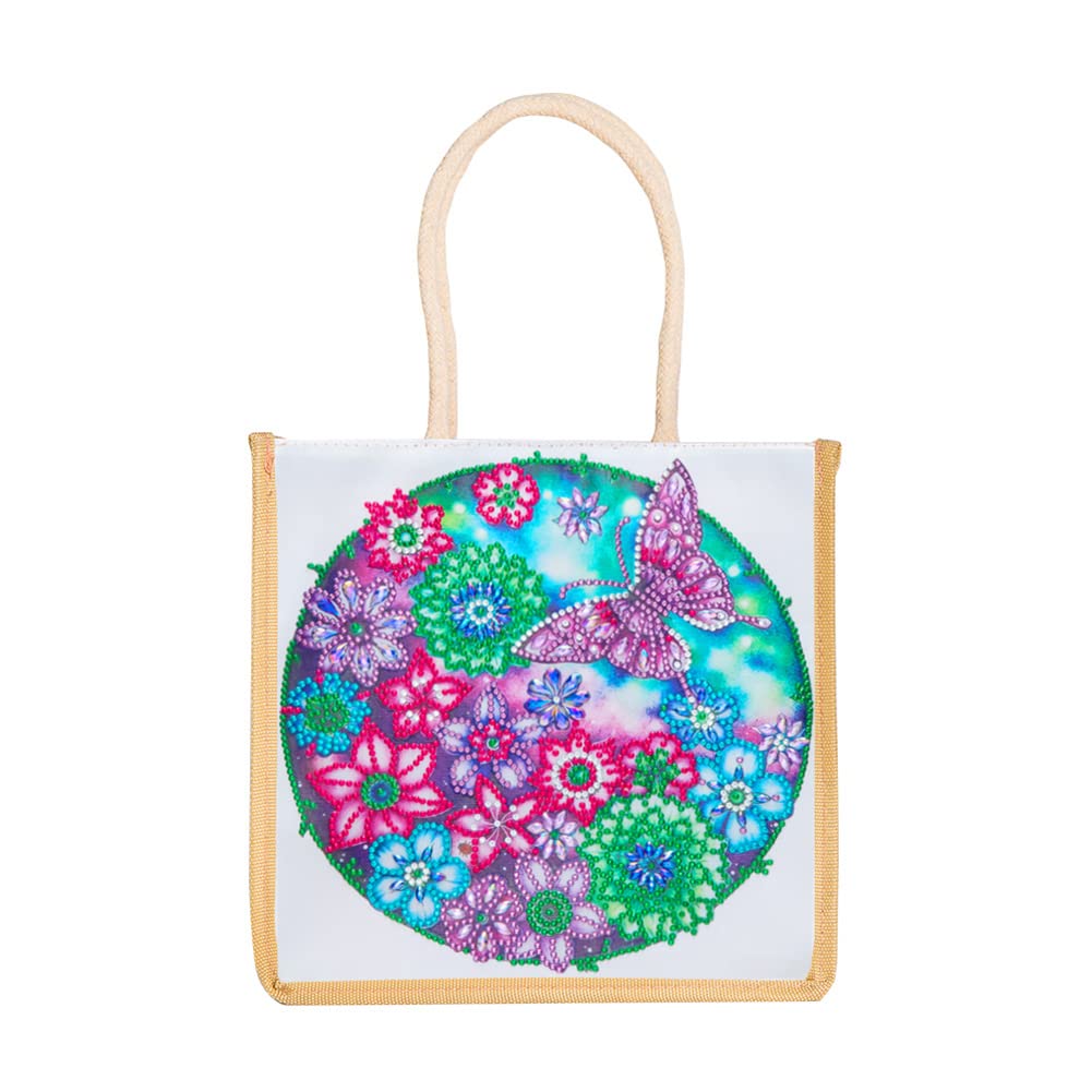 5D DIY Diamond Painting Line Tote Bag - Reusable Grocery Shopping Bags for Women & Girls - Durable Fashionable Handbag Gift for Daily Use, Travel & Beach