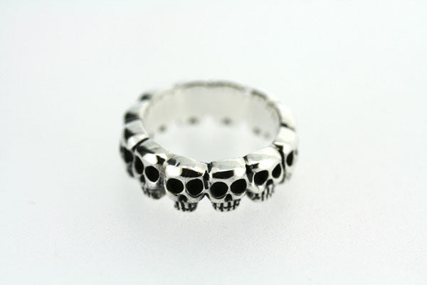 Sterling Silver Multi Skull Ring for Men & Women - Gothic Punk Jewelry for Halloween, Parties & Everyday Wear