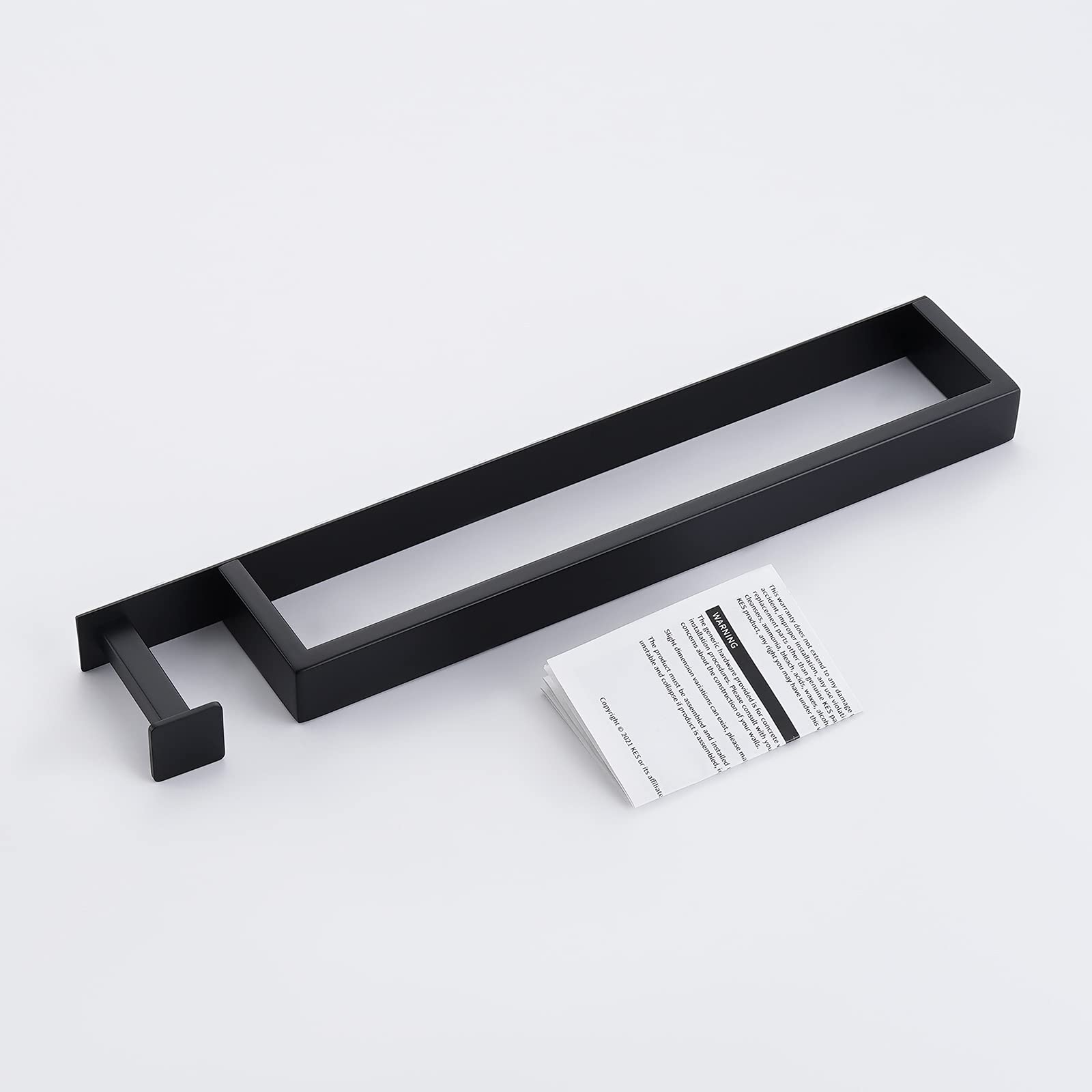 Stainless Steel Towel Bar with Hook - Black Bathroom Towel Holder for Hand & Rolled Towels, Wall Mounted (BTH218S40DM-BK) - Perfect for Kitchen, Bathroom & Laundry Room Organization