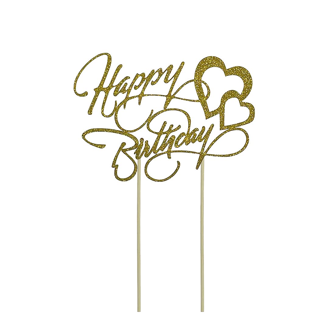Gold Glitter Happy Birthday Cake Topper - Elegant Party Decor for Birthday Cakes, Cupcakes & Desserts - Perfect for Birthday Parties, Baby Showers & Special Celebrations