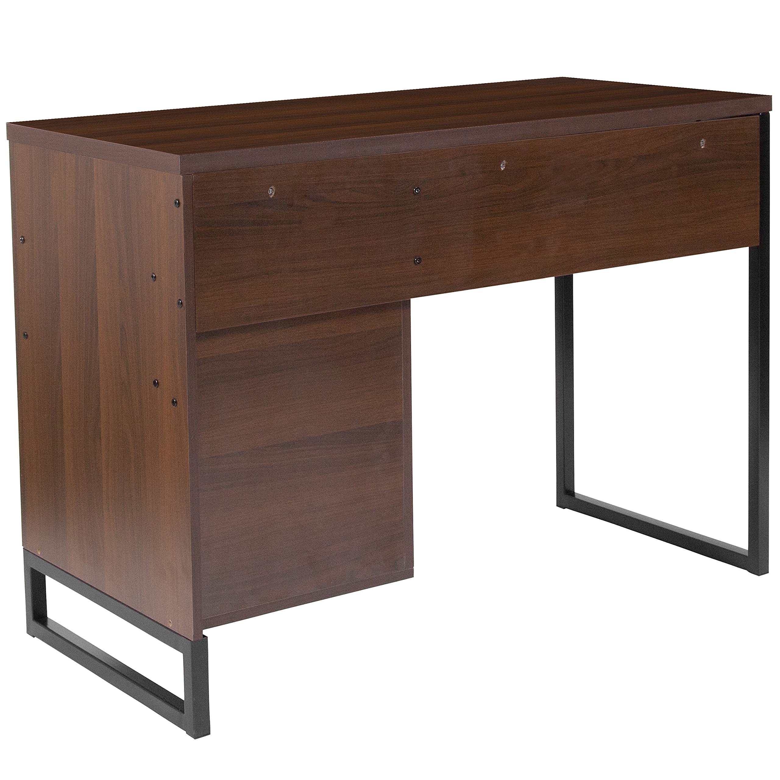 Rustic Wood Grain Coffee Computer Desk with Sturdy Metal Frame - Perfect for Home Office, Gaming & Workspace Setup