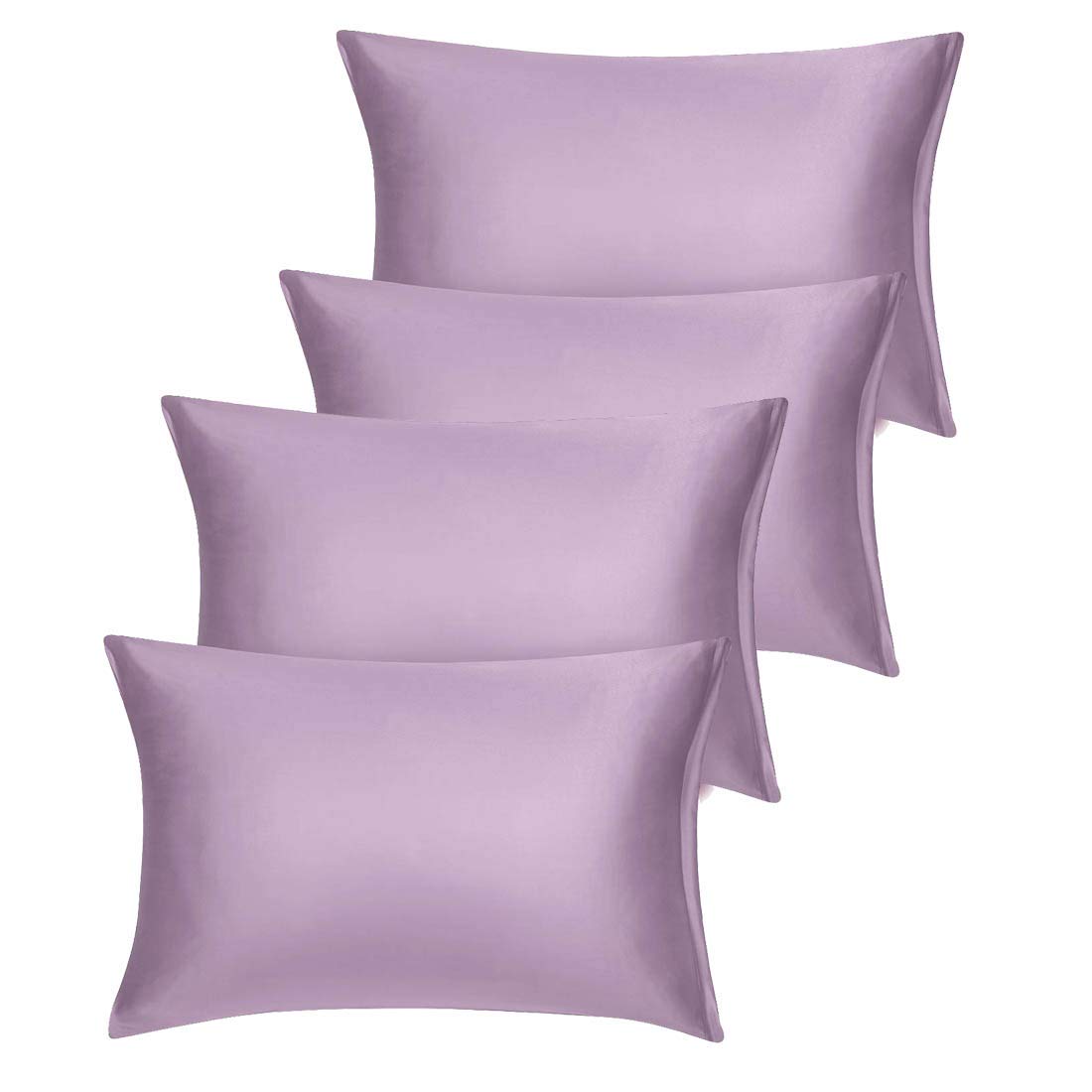 PiccoCasa Set of 4 Luxury Satin Pillowcases with Zipper - Super Soft Mauve Queen Size (21x31 inches) for Bedroom Decor, Hotel Style Comfort & Gift Giving
