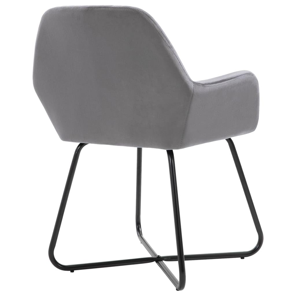 vidaXL 2-Piece Gray Velvet Upholstered Dining Chairs with Metal Legs - Modern Accent Chairs 24