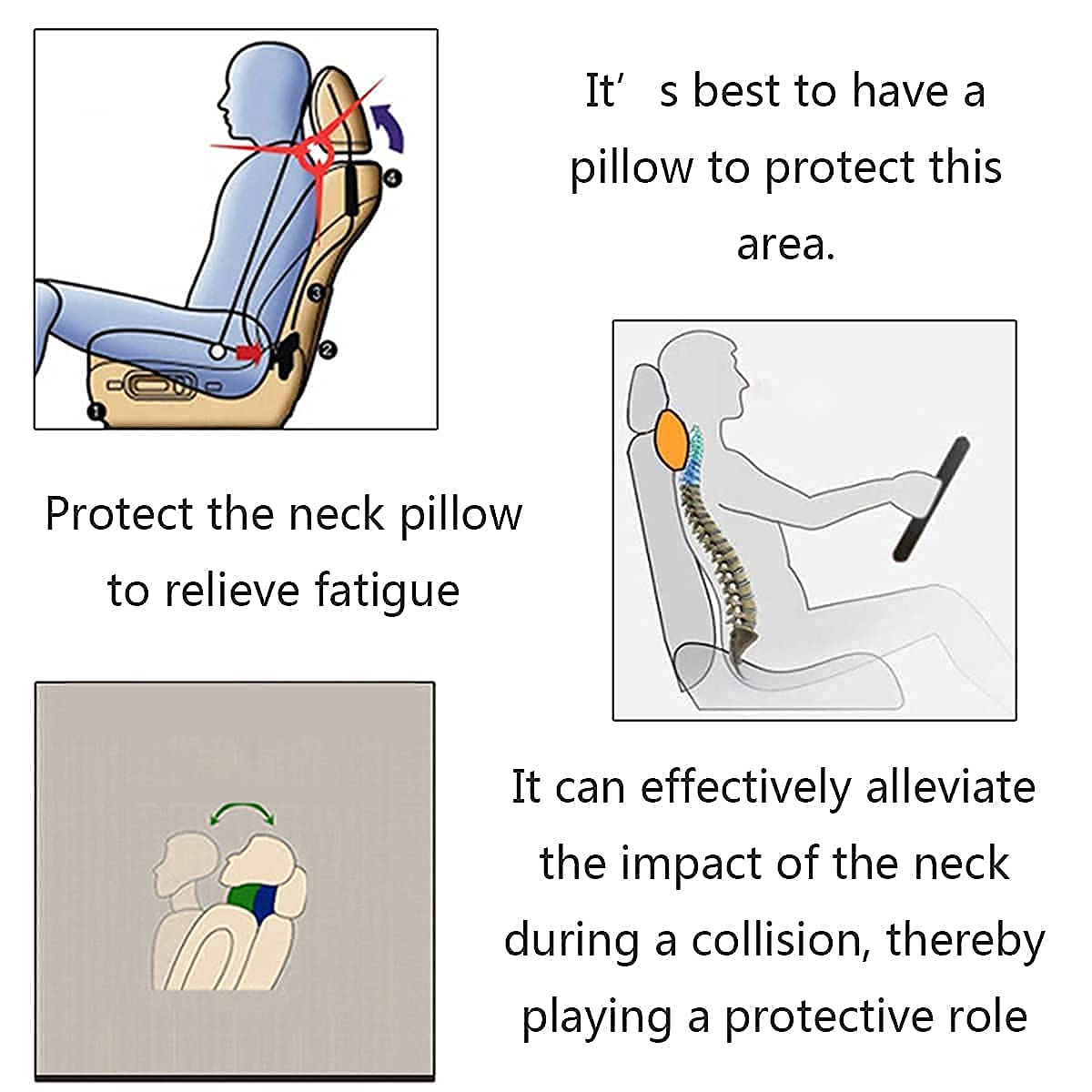 Sexysamba Car Headrest Pillow - 2PCS Ultra Soft Neck Support Cushion for Driving, Travel & Home Use - Cartoon Tiger Design Ergonomic Car Seat Pillow for Comfort & Pain Relief - Perfect for Long Road Trips, Office Naps & Airplane Travel