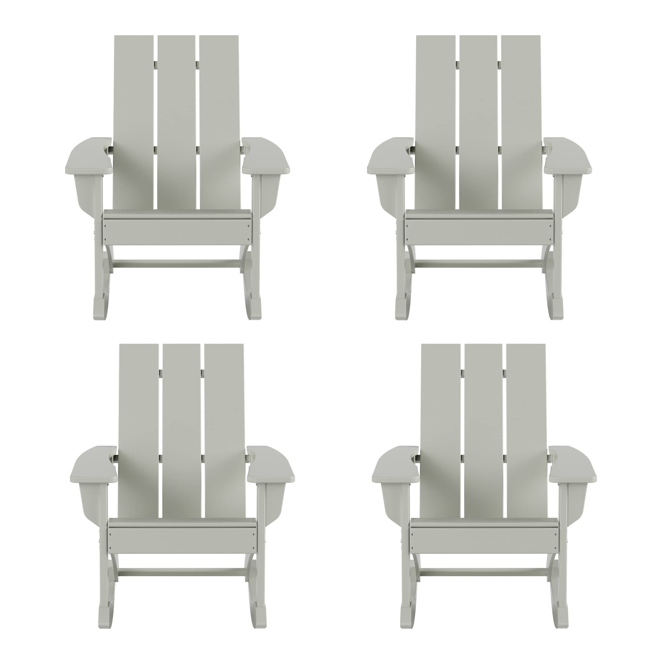 **WO Home Furniture 4-Piece Patio Rocking Chair Set - Modern Outdoor HDPE UV-Resistant Rocking Chairs (Sand) - Perfect for Backyard, Garden, and Poolside Relaxation**