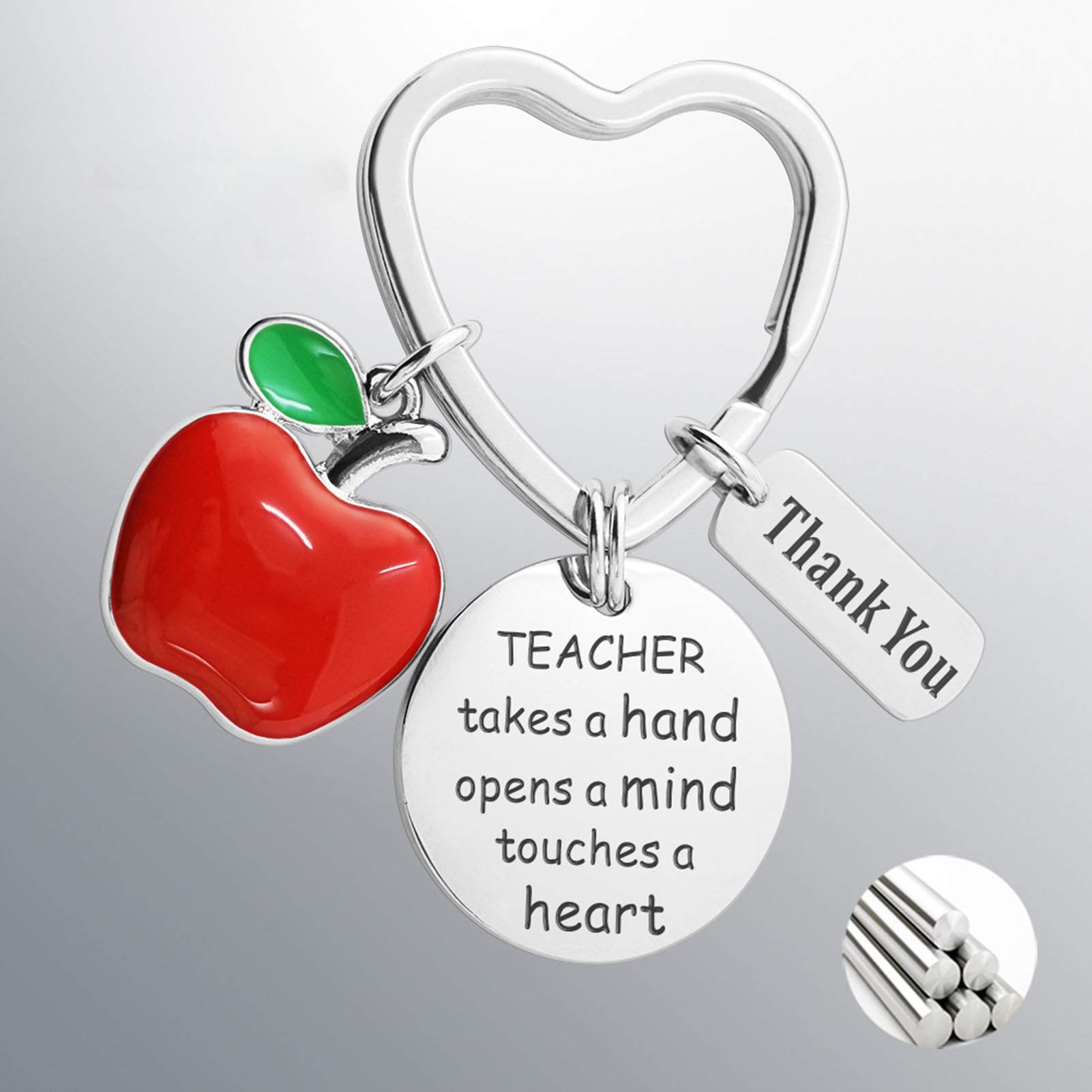 Unique Apple Pendant Keychain - Teacher Appreciation Gift, Thank You Letter Key Ring Holder for Women & Men - Perfect for Car Keys, Backpacks & Gifts