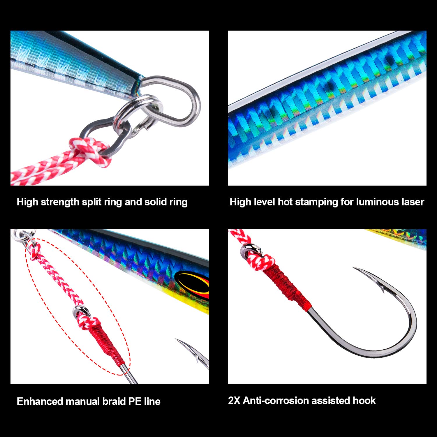 Goture Tuna Lures - Glow in the Dark Saltwater Jigs 200g & 250g - Deep Sea Fishing Lures for Tuna, Grouper, Dogtooth, Bass & Salmon - Speed Vertical Jigging Artificial Bait - Perfect for Offshore Fishing & Night Fishing Adventures