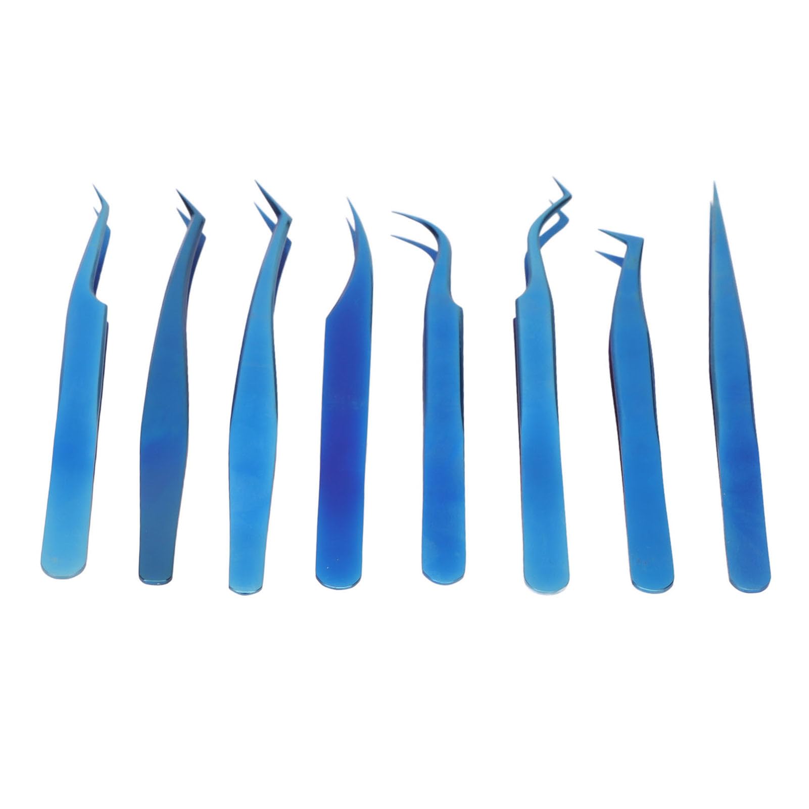 Professional 8PCS Eyelash Extension Tweezers Set - Stainless Steel Straight & Curved Tip Tweezers for Perfect Lash & Eyebrow Shaping - Ideal for Salon, DIY Beauty & Professional Makeup Artists