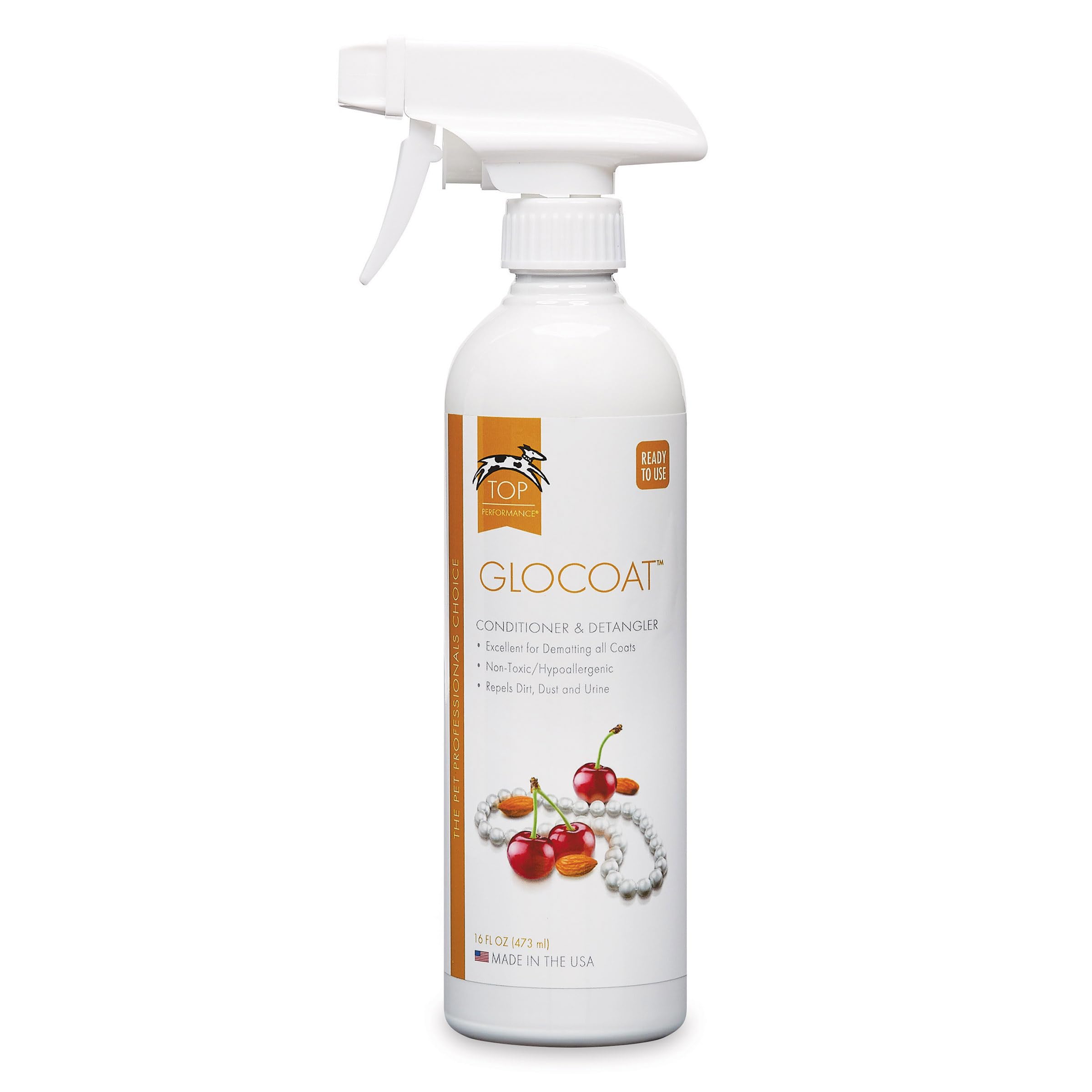 Premium GloCoat Pet Conditioner & Detangler for Dogs & Cats - 16 Fl Oz | Leave-in Treatment for Soft, Shiny Fur & Tangle-Free Coats | Perfect for Grooming, Bath Time & Daily Maintenance