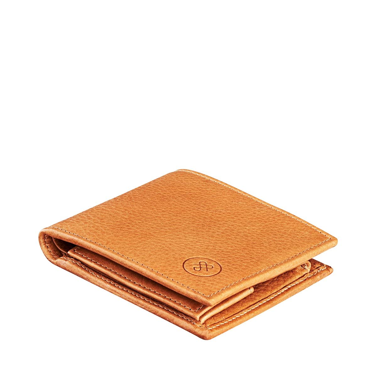Premium Italian Leather Soft Grain Billfold Wallet with Coin Pocket - Maxwell Scott Ticciano Soft Grain in Camel - Perfect for Men's Everyday Carry & Travel Accessories
