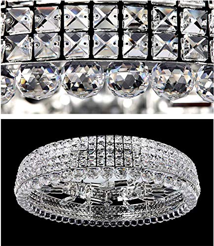 LITFAD Modern Crystal Drum Flush Mount Ceiling Light - 31.5