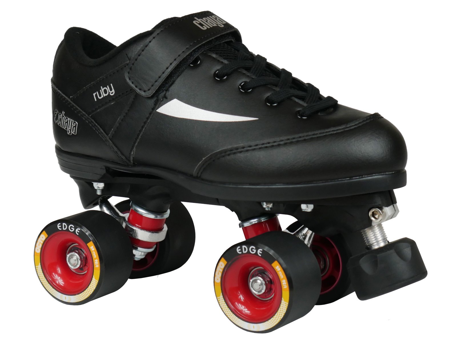 Chaya Ruby Hard Black Quad Derby Roller Skates for Women - Size EU 37 / US 5 - Perfect for Indoor & Outdoor Skating, Roller Derby, Rink, and Park Use