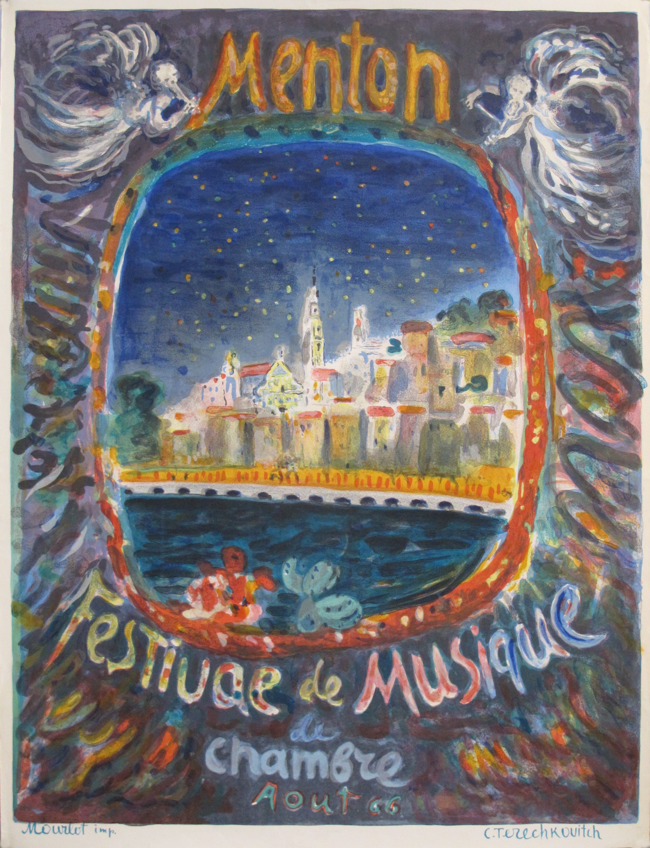 Original 1966 French Chamber Music Festival Poster - Vintage Menton Art Print for Home & Office Decor - Perfect for Music Lovers & Collectors