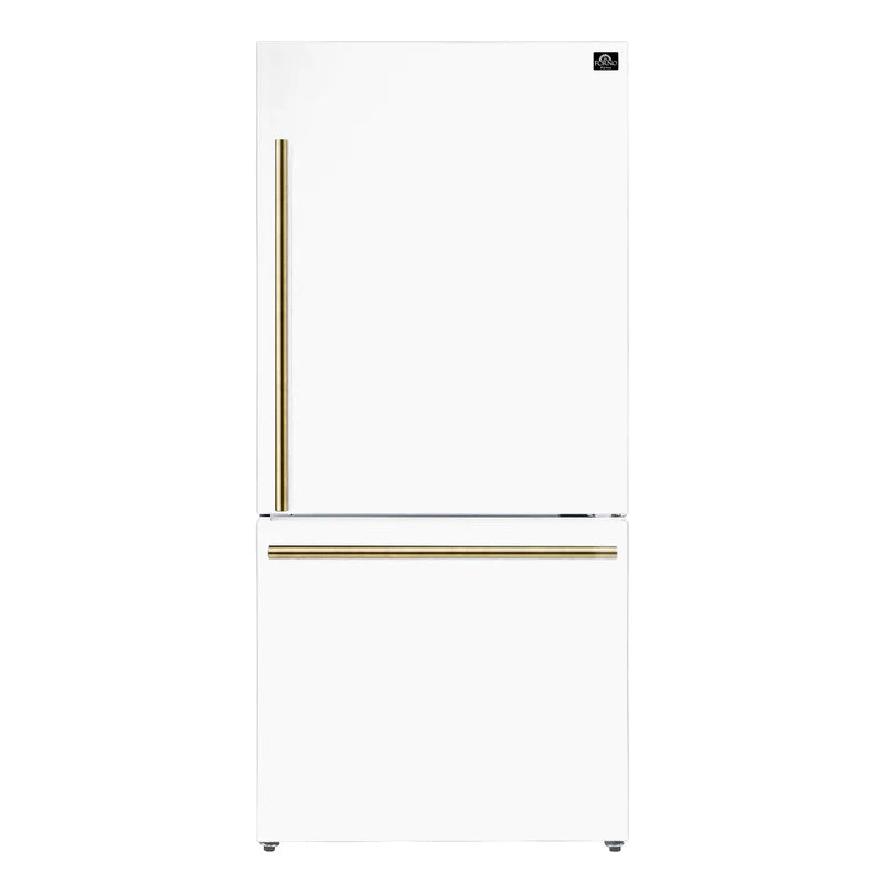 Forno Milano 31 Inch 17.2 cu.ft Bottom Freezer Refrigerator with Right Swing Door - Model FFFFD1785 | Energy Efficient Stainless Steel Kitchen Appliance for Home, Office, or Cafe Use